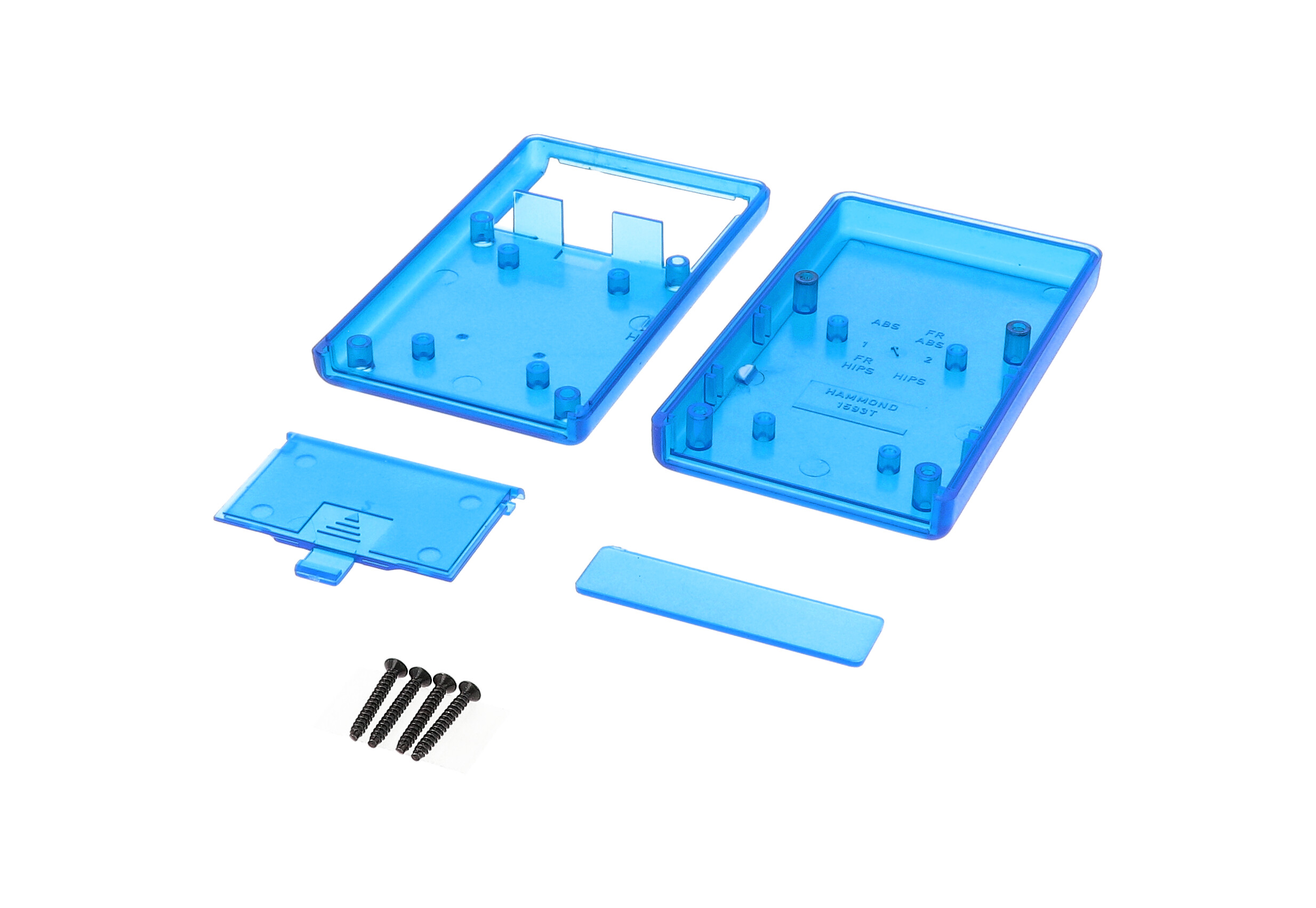 1593TTBU transparent blue low-profile ABS hand-held enclosure