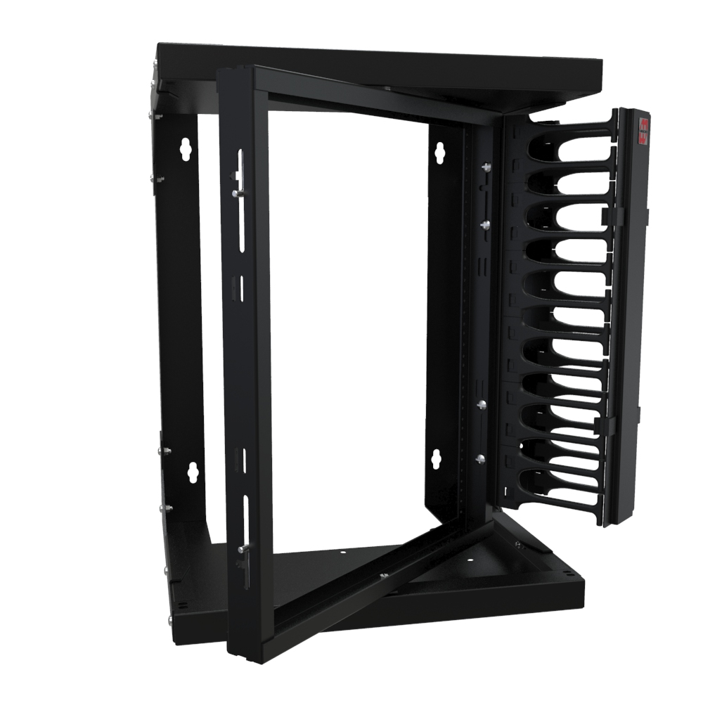Hammond HWMR1912UBK 12U black center-hinged adjustable depth 19-inch wall-mount open rack — view 8