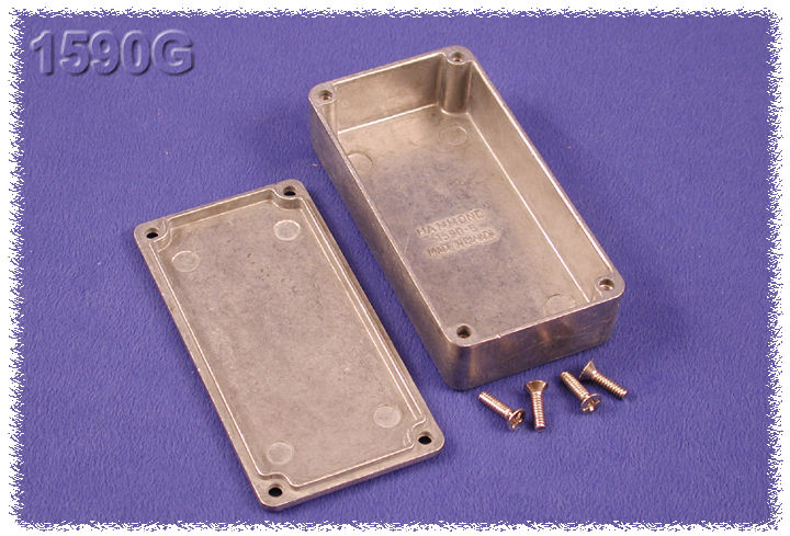 1590G natural diecast aluminum enclosure, 100 x 50 x 25 mm, with lid and cover screws