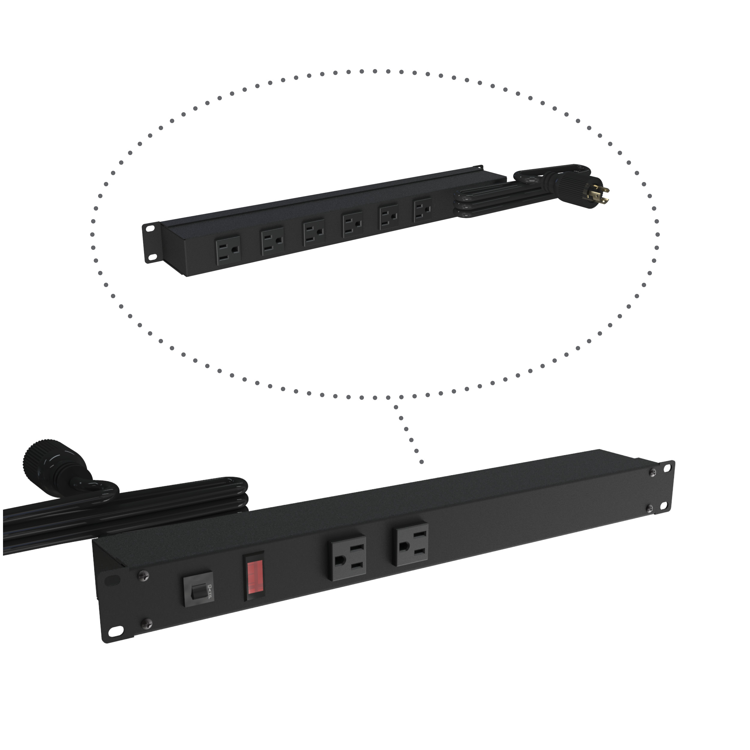 1583T8C1BKX 19-inch Rack Mount Outlet Strip, 15A, 8 Outlets, 6 ft t-lock cord,…