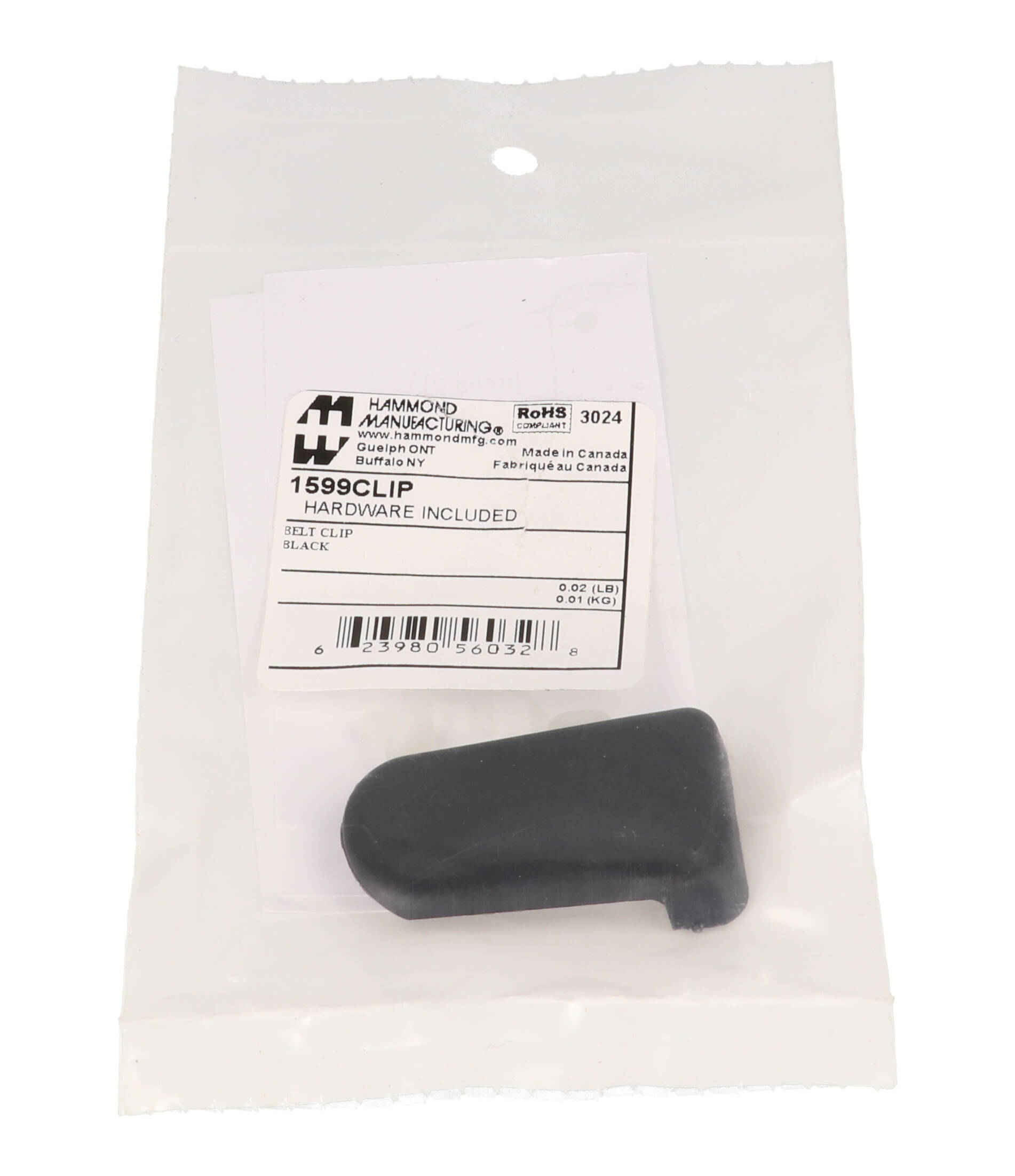 1599CLIP black belt clip kit for 1599 handheld enclosures with nylon mounting screws