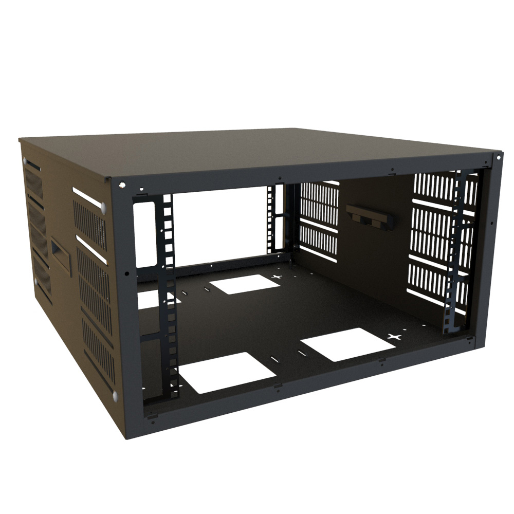 SDC243U17BK 3U enclosed wall-mount rack cabinet in RAL9005 black, 24 in wide by 17.5 in deep with 19-inch square-hole rails — view 3