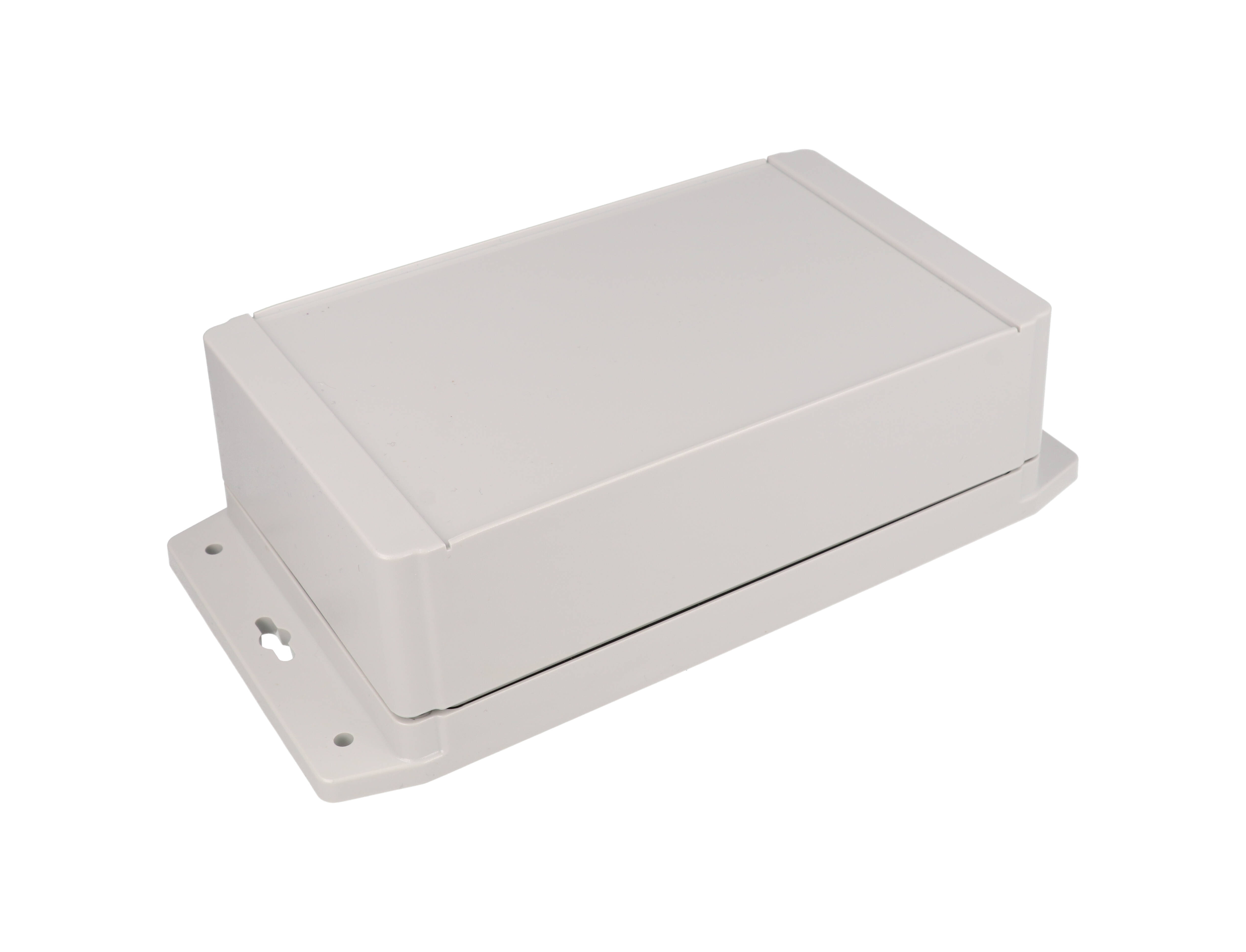1555U2F42GY deep light gray polycarbonate flanged enclosure, 200 x 120 x 65 mm