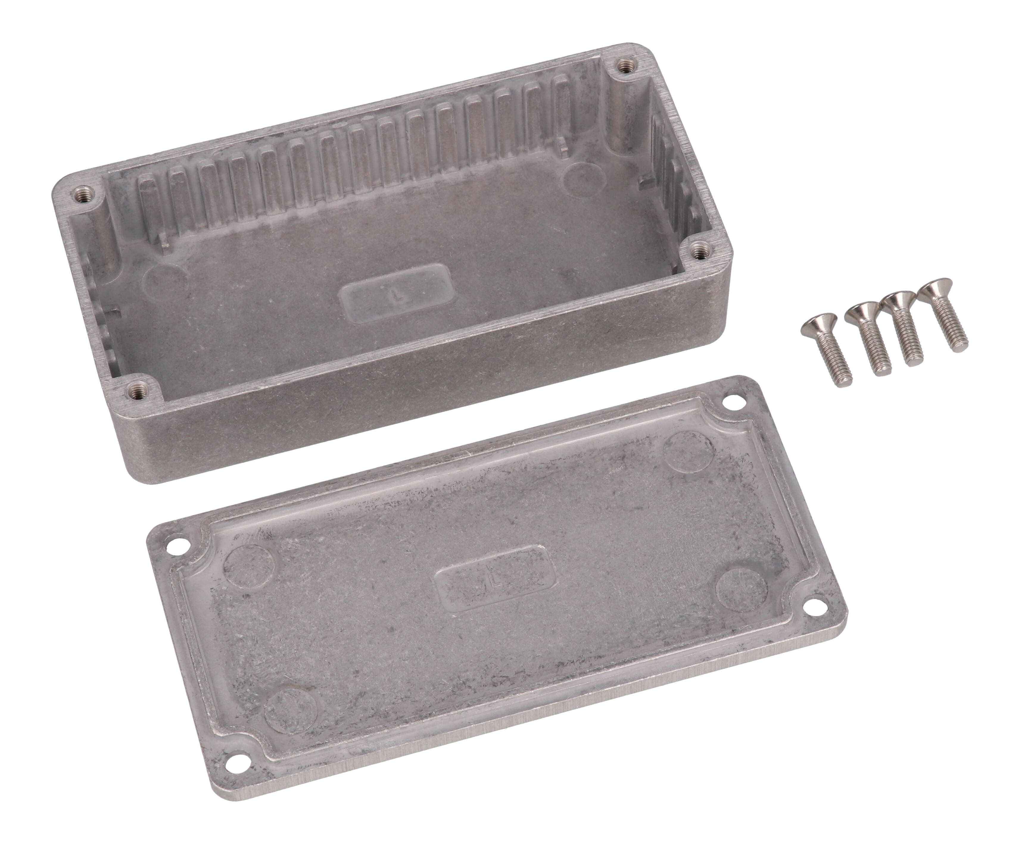 1590L natural diecast aluminum enclosure with lid, 101 x 50 x 25 mm