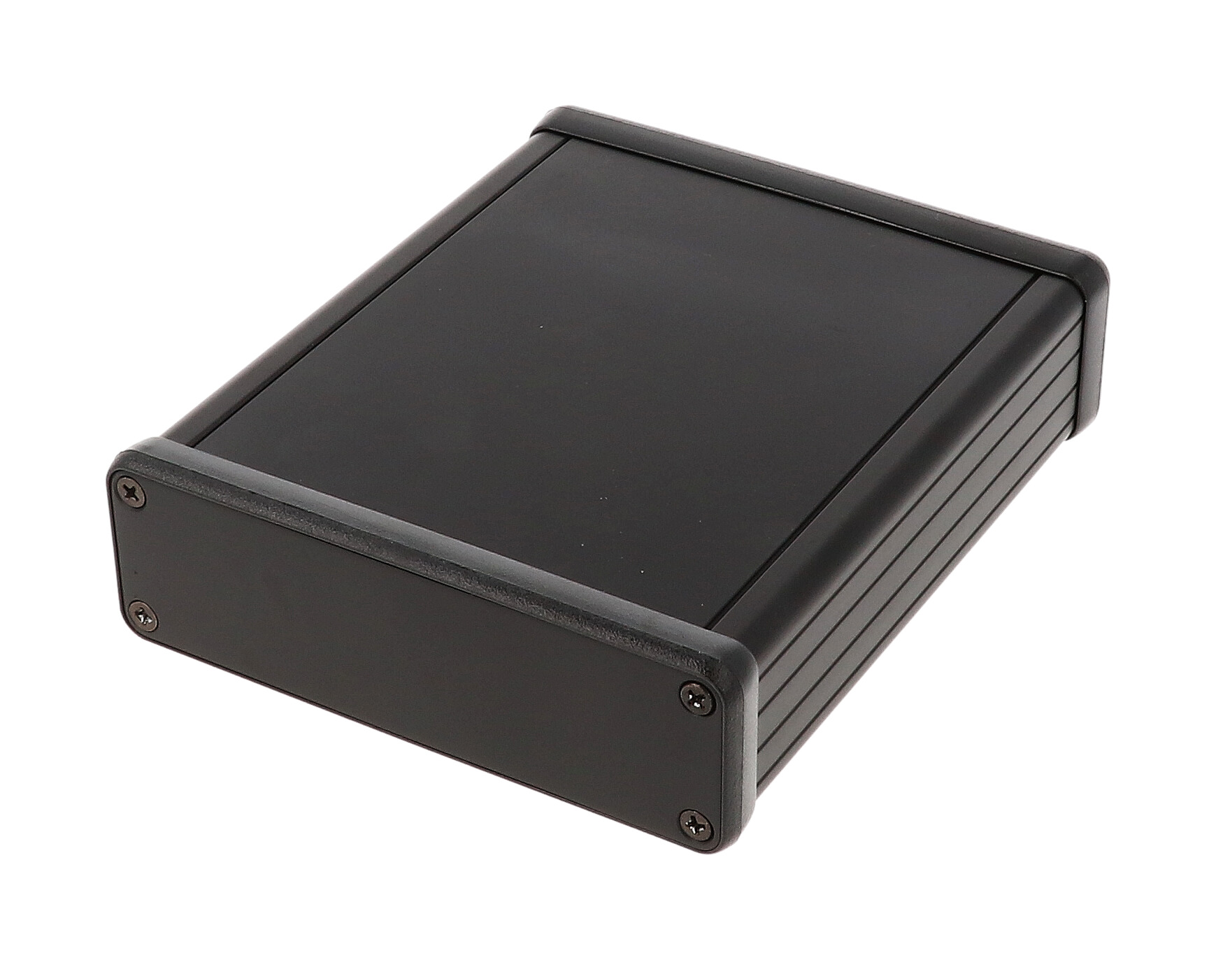 1455L1201BK — black extruded aluminum enclosure w/ metal end panels