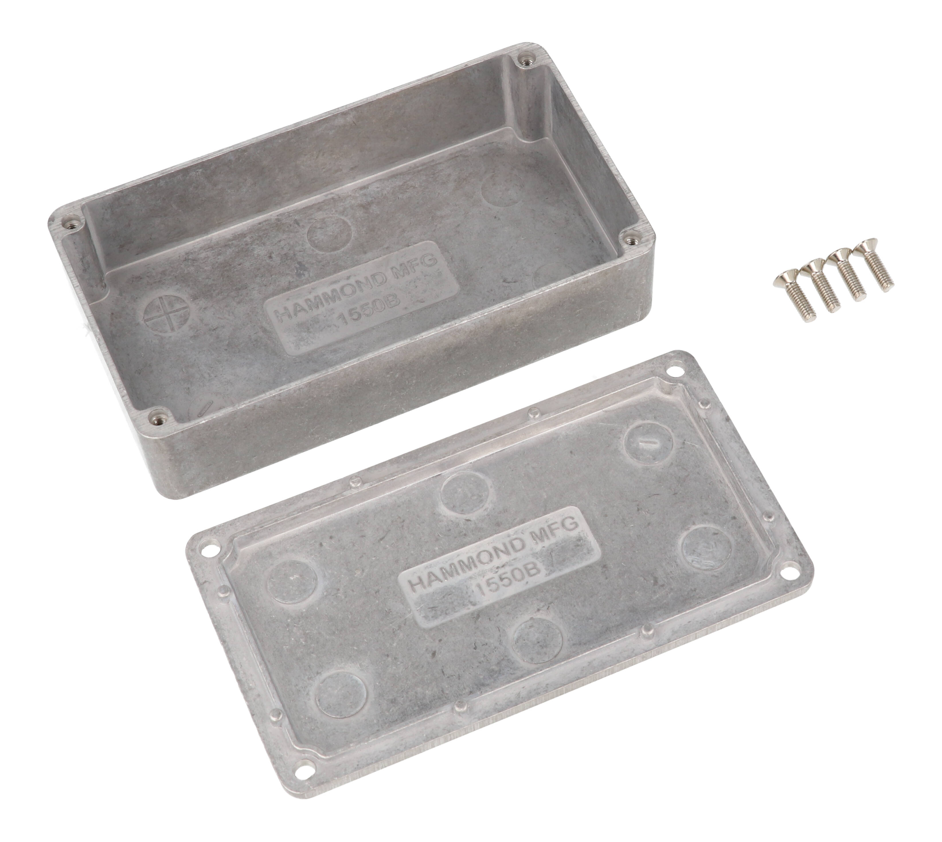 Hammond 1550B natural finish diecast aluminum enclosure with screw-down lid