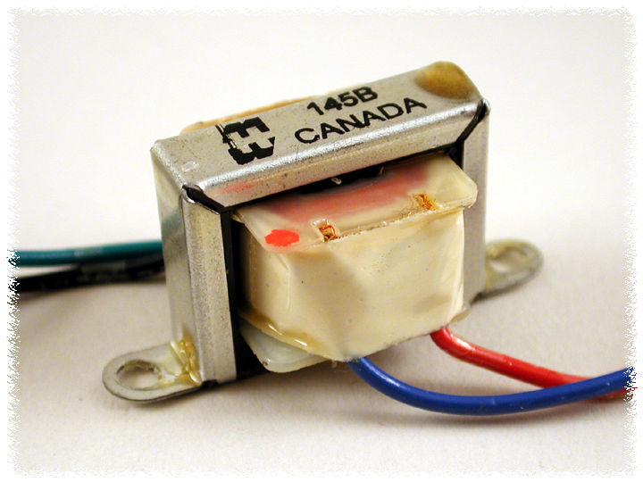 143B chassis mount input audio transformer, 3.2 ohm to 4000 ohm, with bracket and color coded leads — view 2