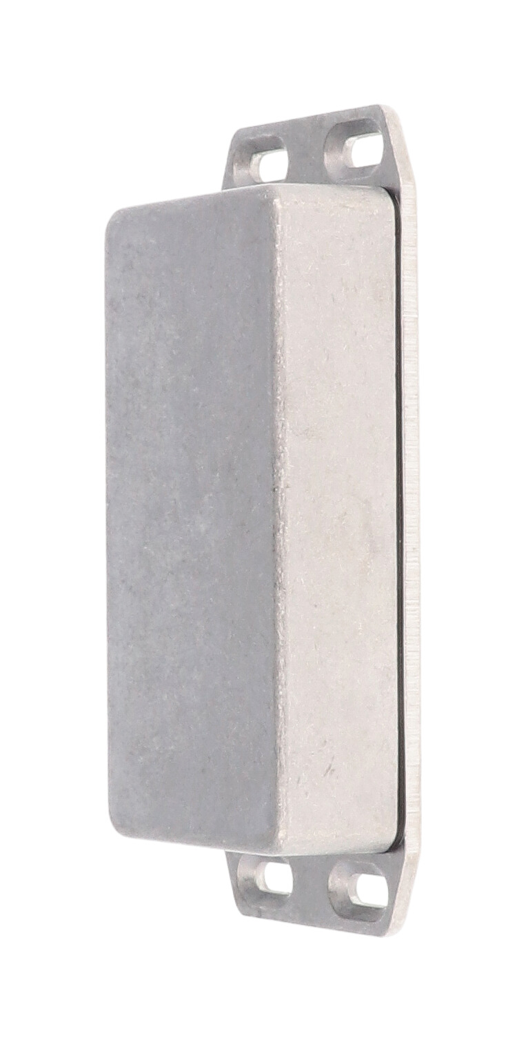 1590WGFL natural aluminum IP65 watertight diecast enclosure, 100 x 50 x 25 mm, with flanged lid