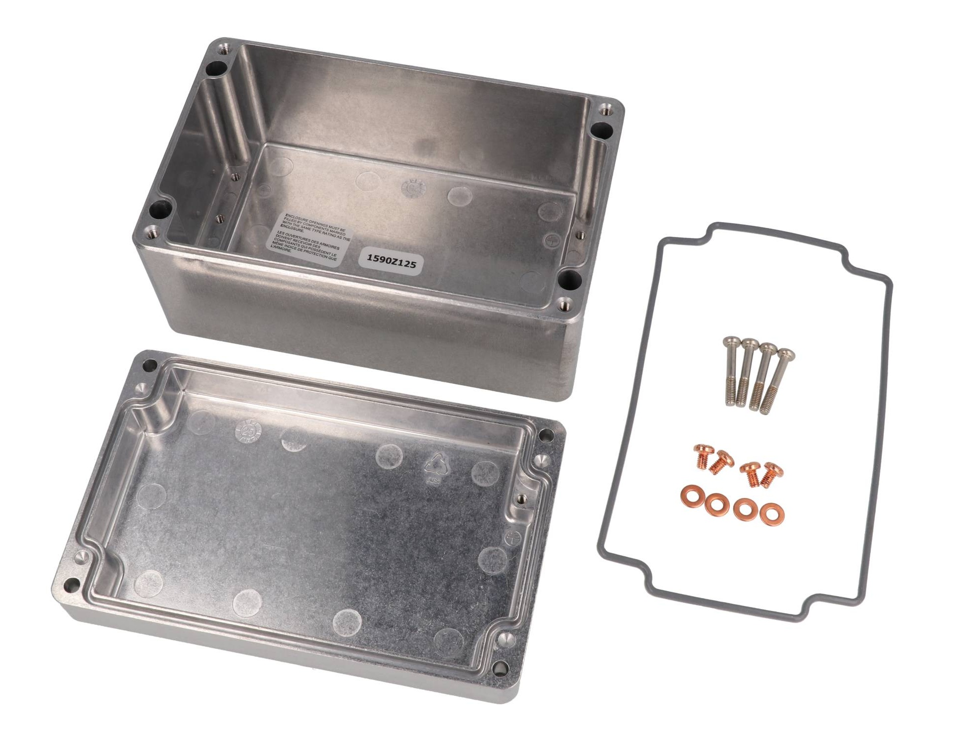 1590Z125 natural unpainted diecast aluminum enclosure, 160 x 100 x 80 mm