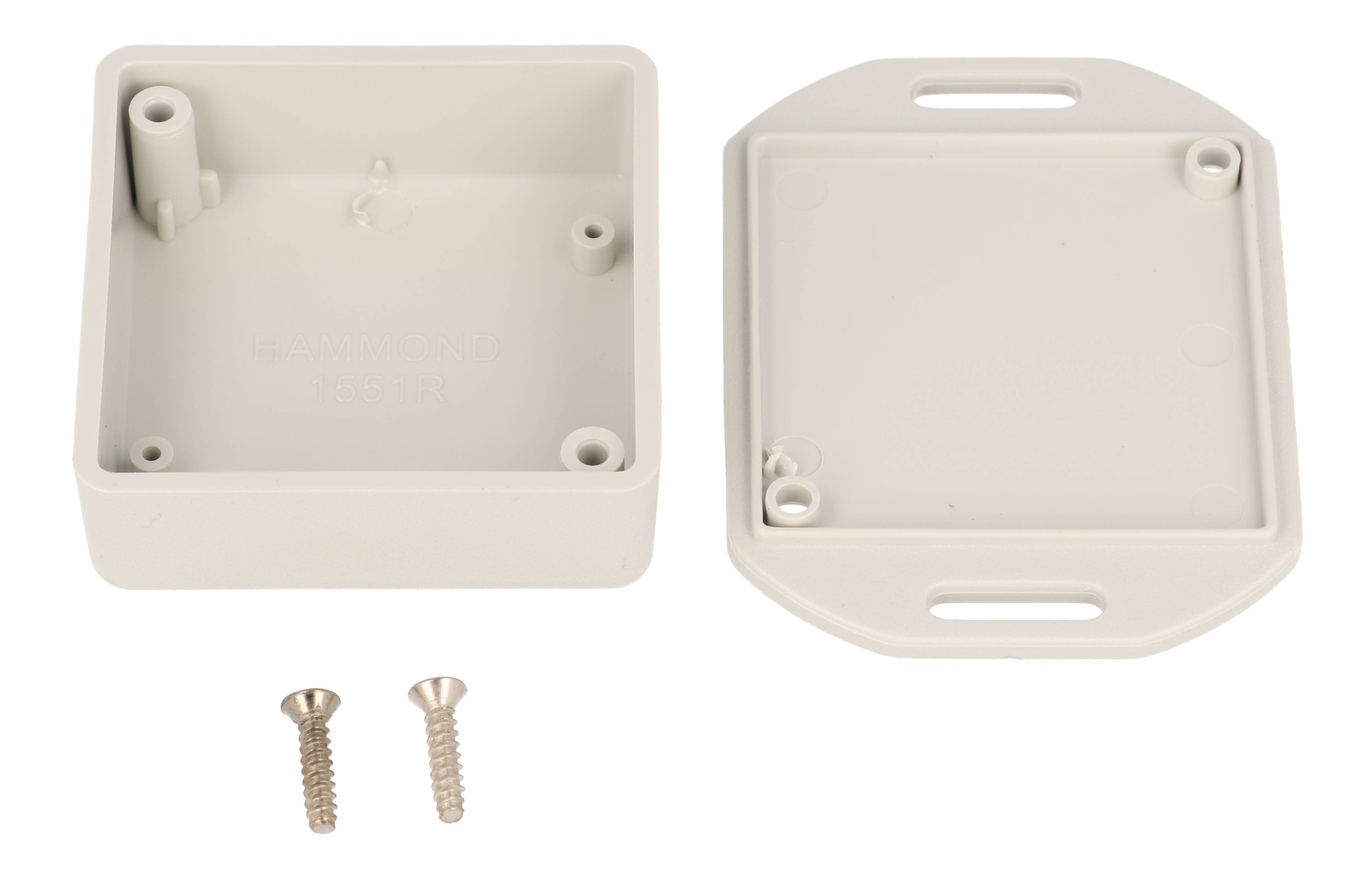 1551RFLGY light gray ABS miniature enclosure with flanged lid, 50 x 50 x 20 mm
