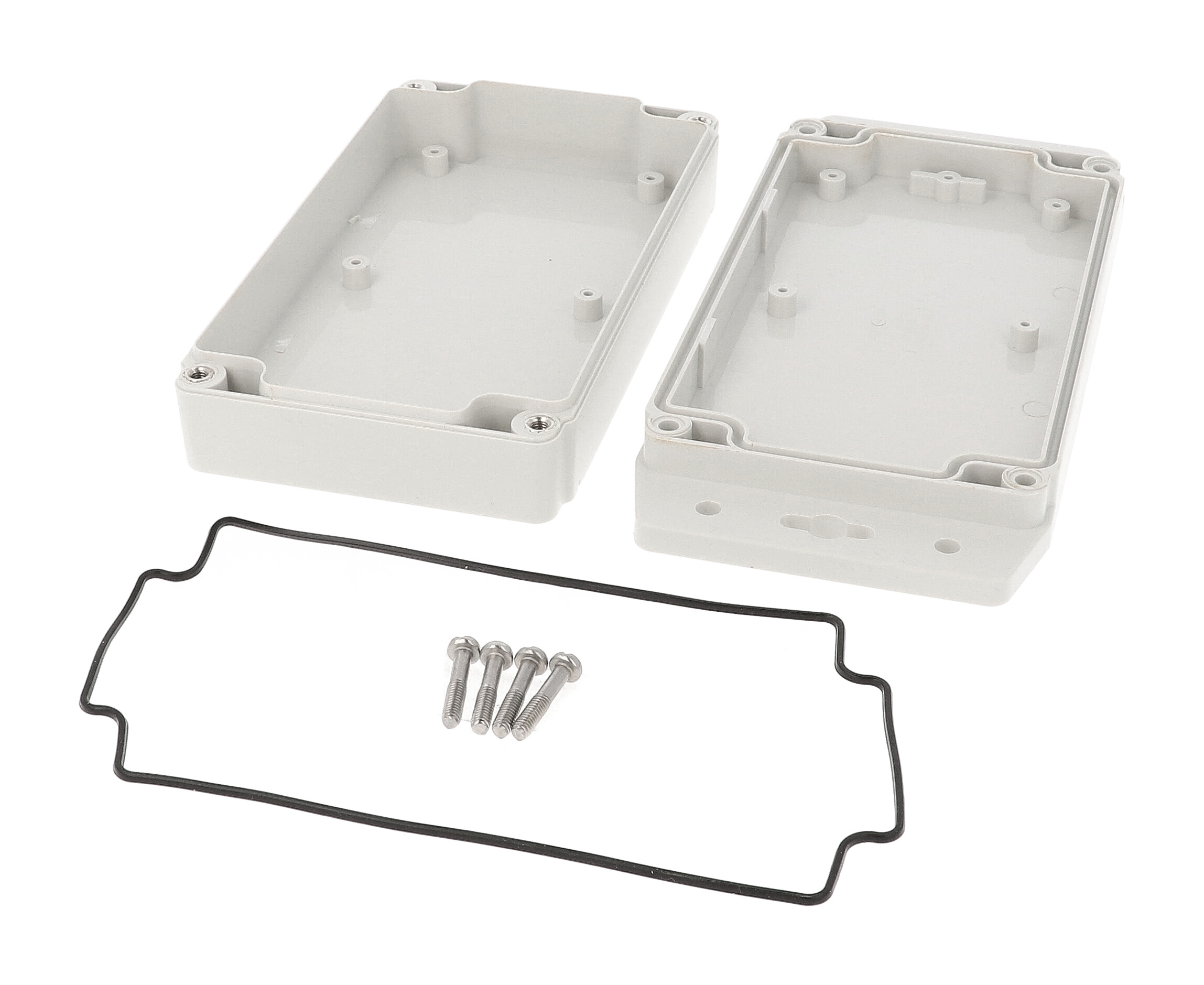 1555JF17GY light grey ABS watertight enclosure with mounting flanges