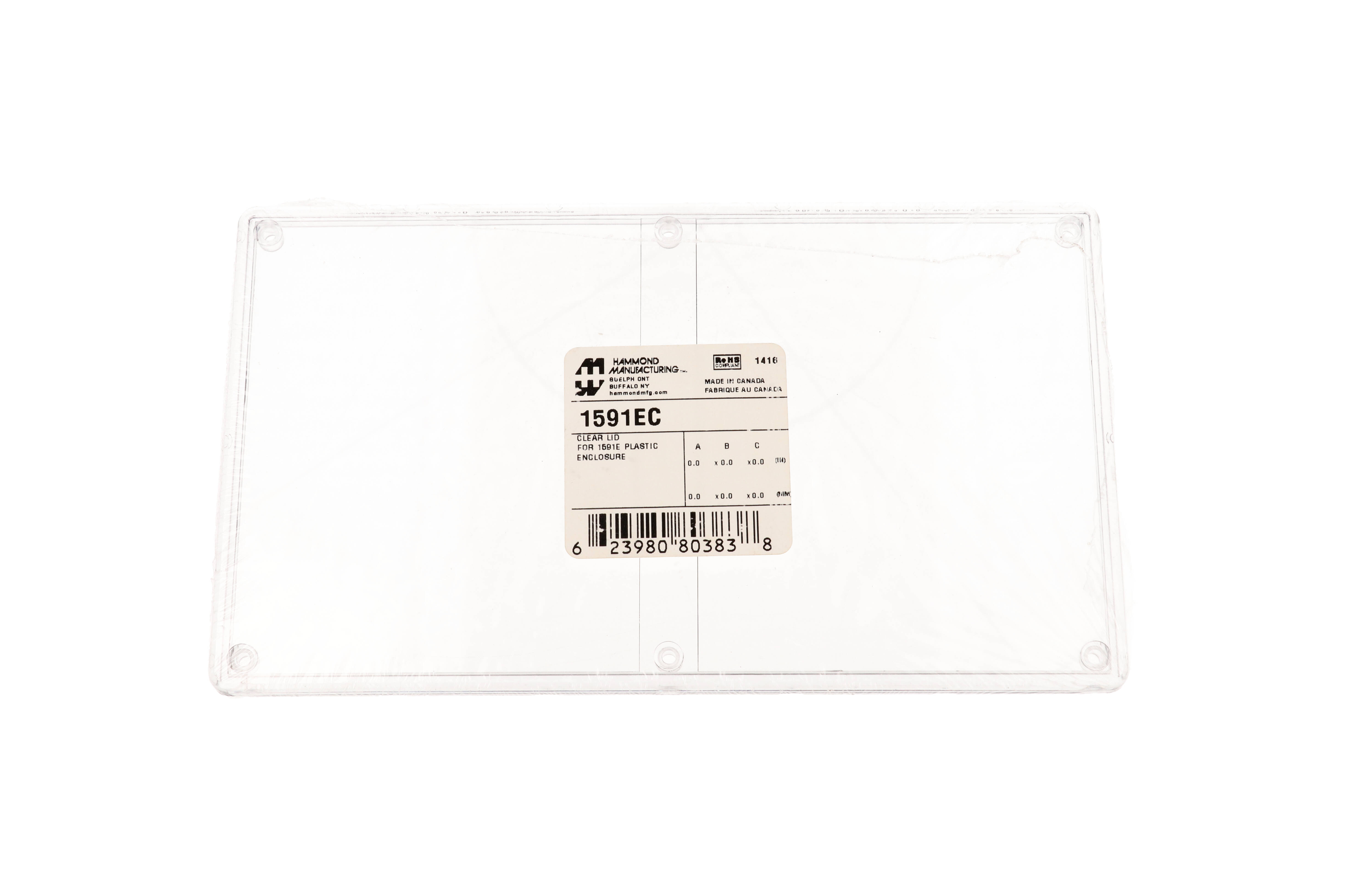 1591EC clear polycarbonate lid for 1591E size enclosures