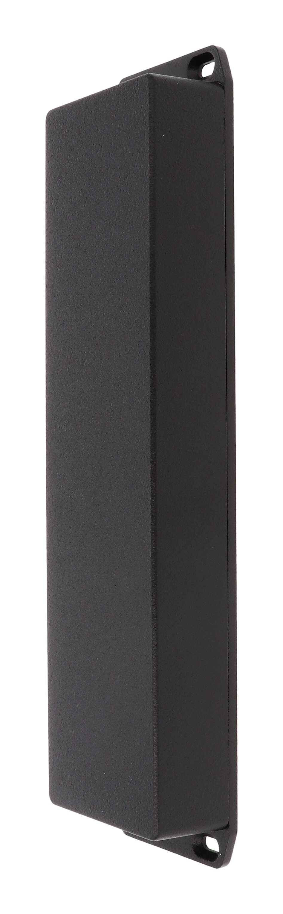 1590BX2FLBK long slim black textured diecast aluminum enclosure with flanged mounting lid