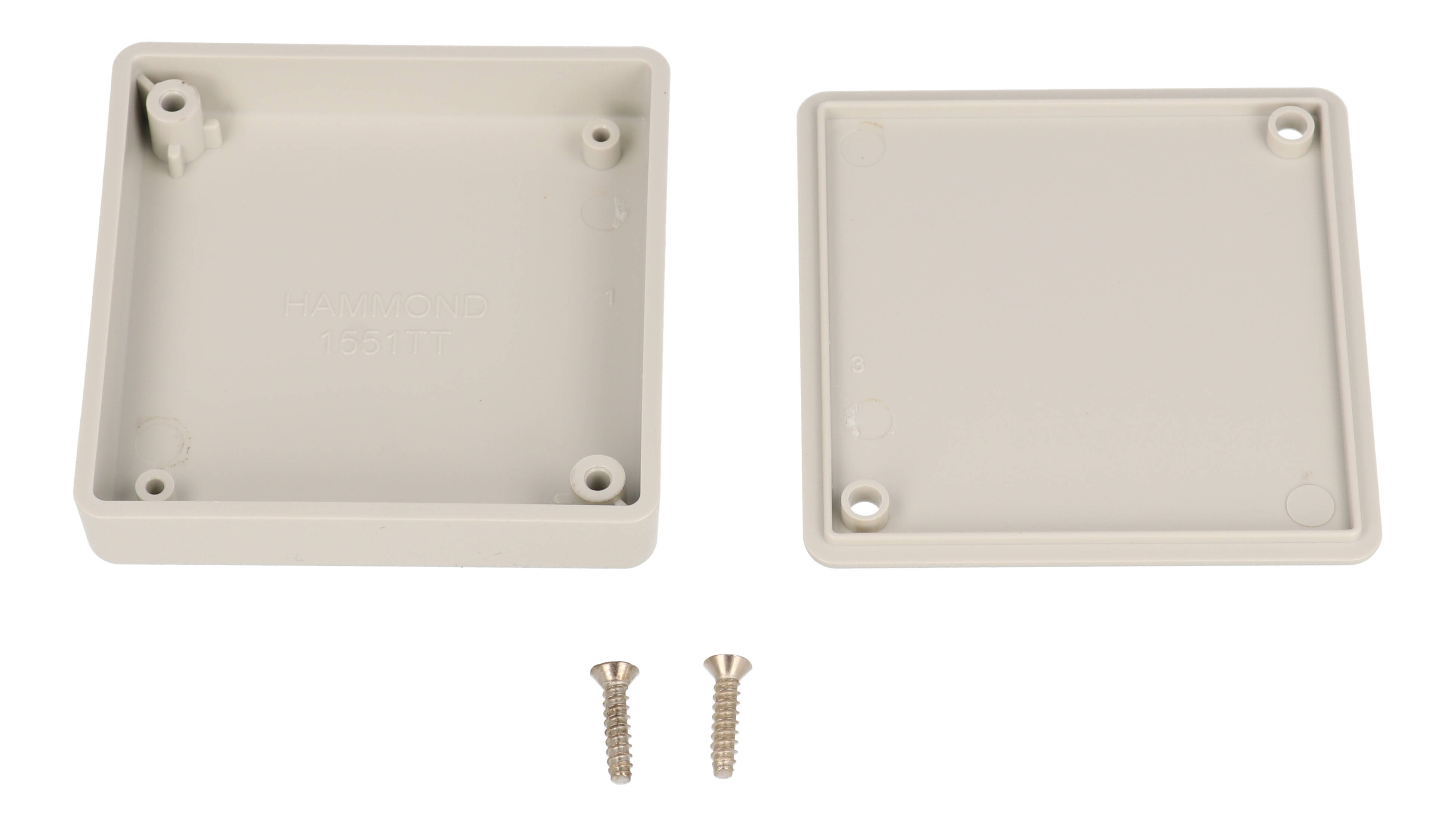 1551TTGY grey ABS miniature enclosure, 60 x 60 x 15 mm