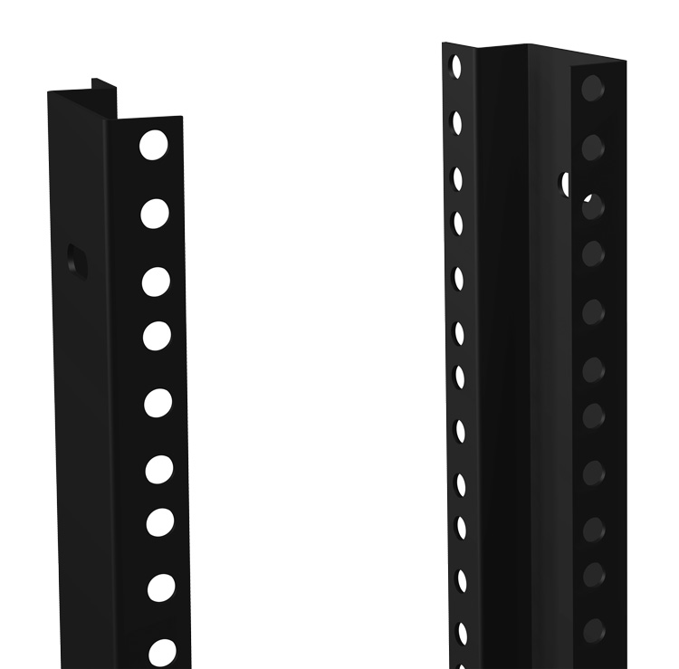 Hammond RCHR1908 pair of 5U round-hole formed rack mount rails in textured black powder coat for RCH cabinets
