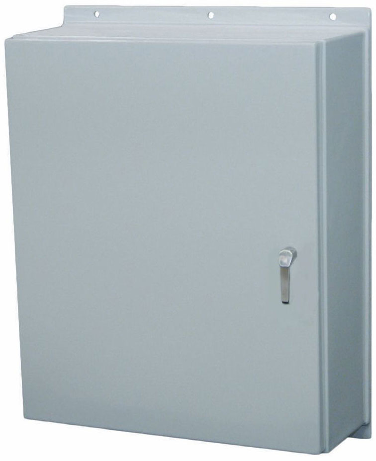 PJEC3630123PT gray fiberglass Type 4X wallmount enclosure with 3-point latch handle — view 2