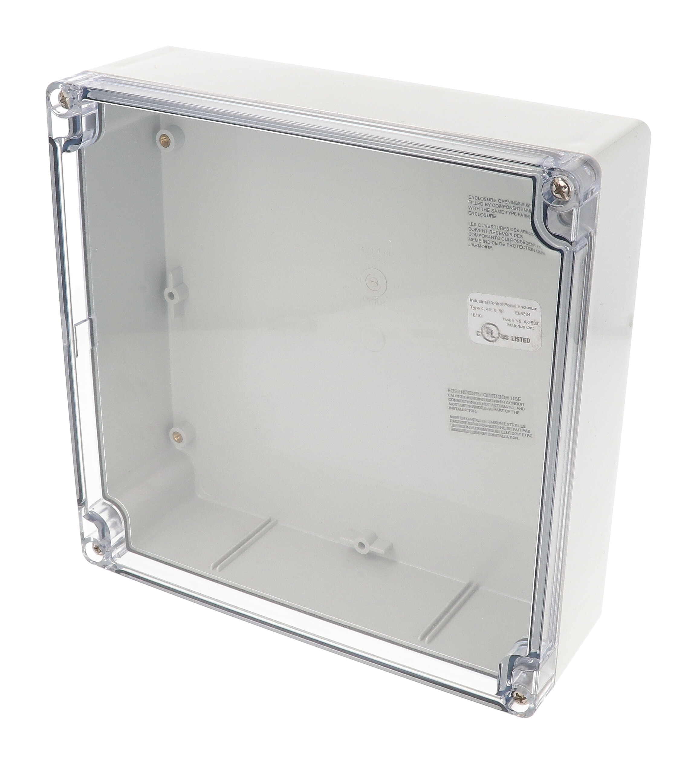1554W2GYCL — RAL7035 grey polycarb plastic watertight enclosure, clear lid