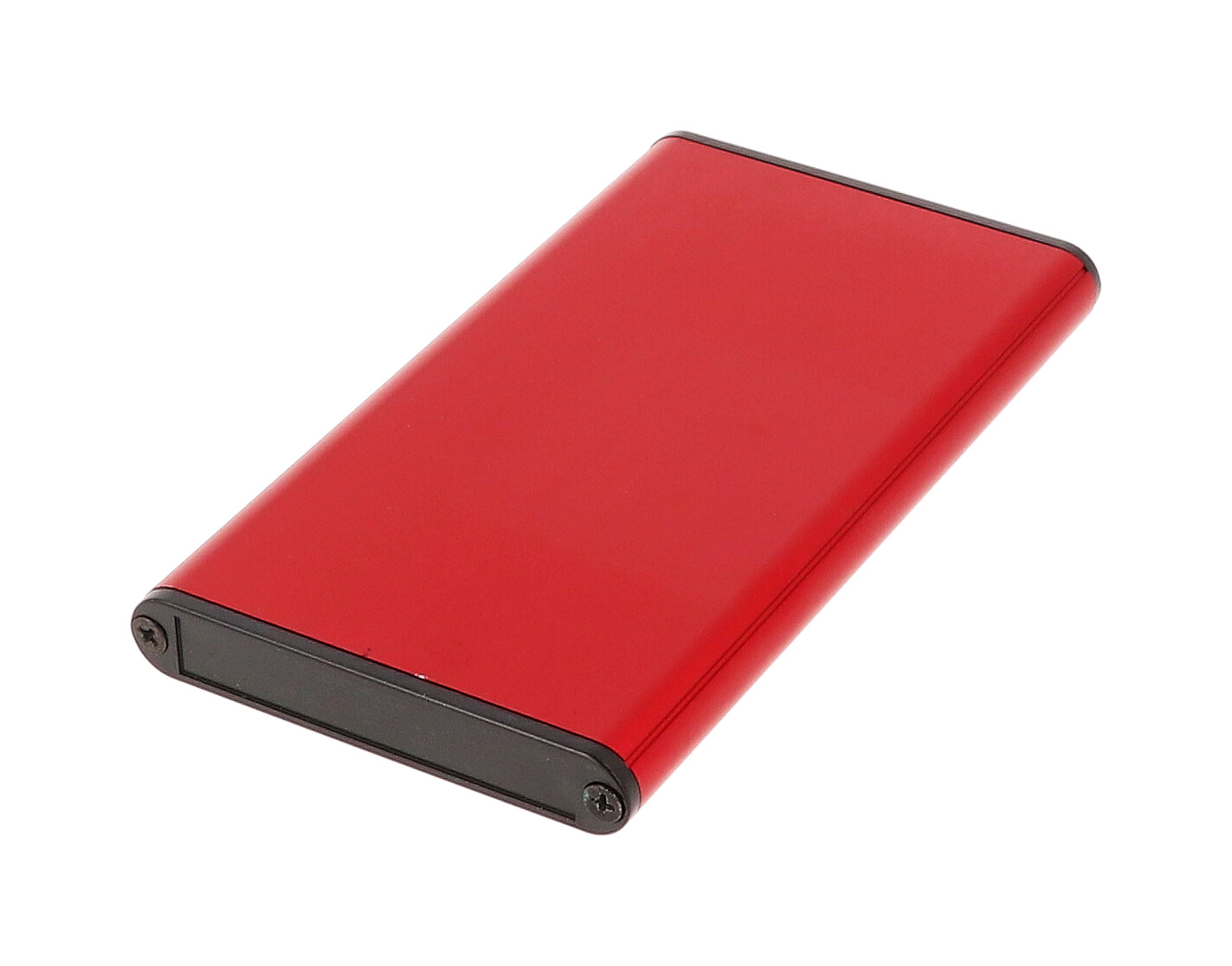 1455A1202RD red anodized extruded aluminum PC board enclosure, 120 x 70 x 12 mm, with plastic end panels