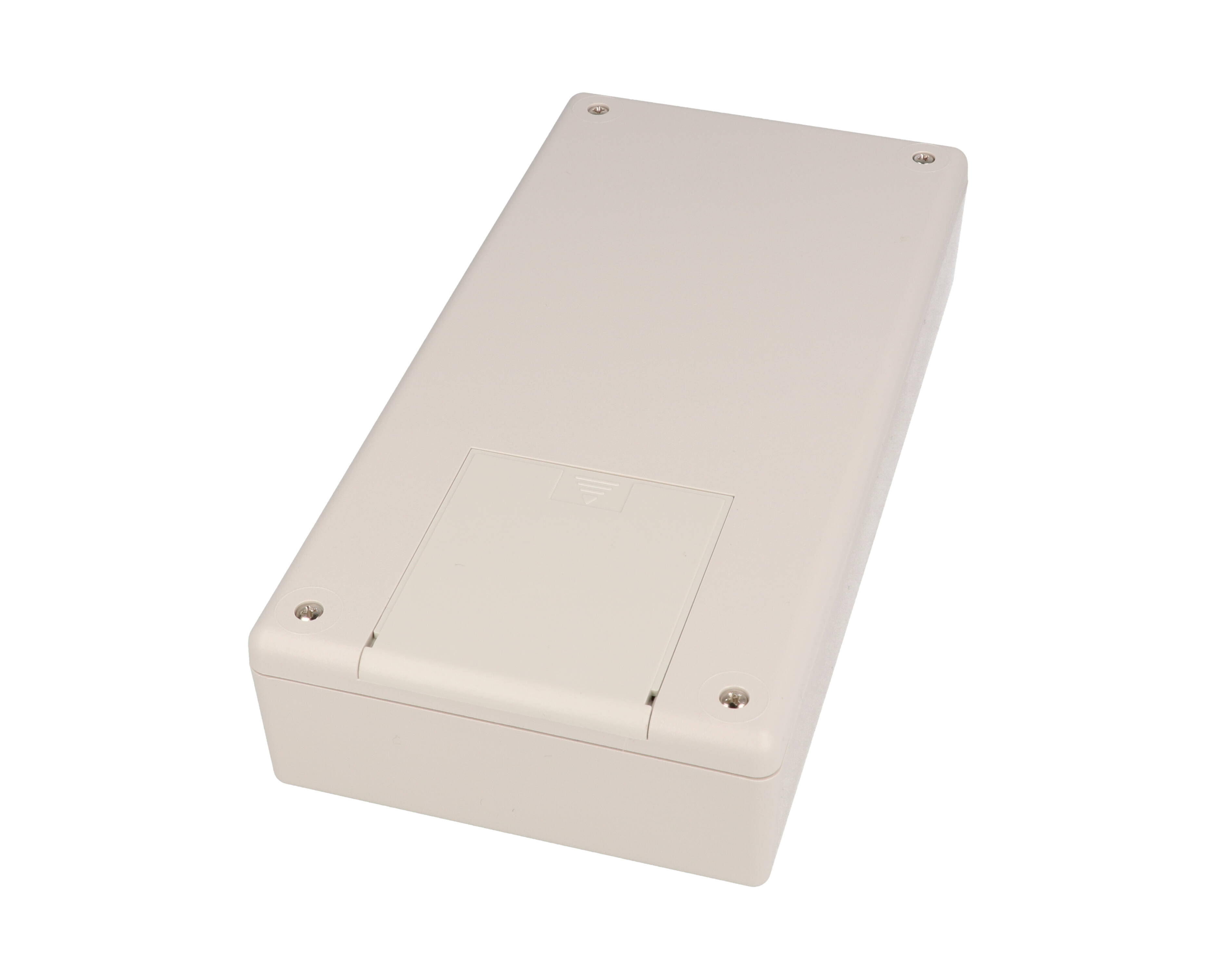 1599HSGYBAT light gray ABS handheld enclosure with battery door, 220 x 110 x 44 mm