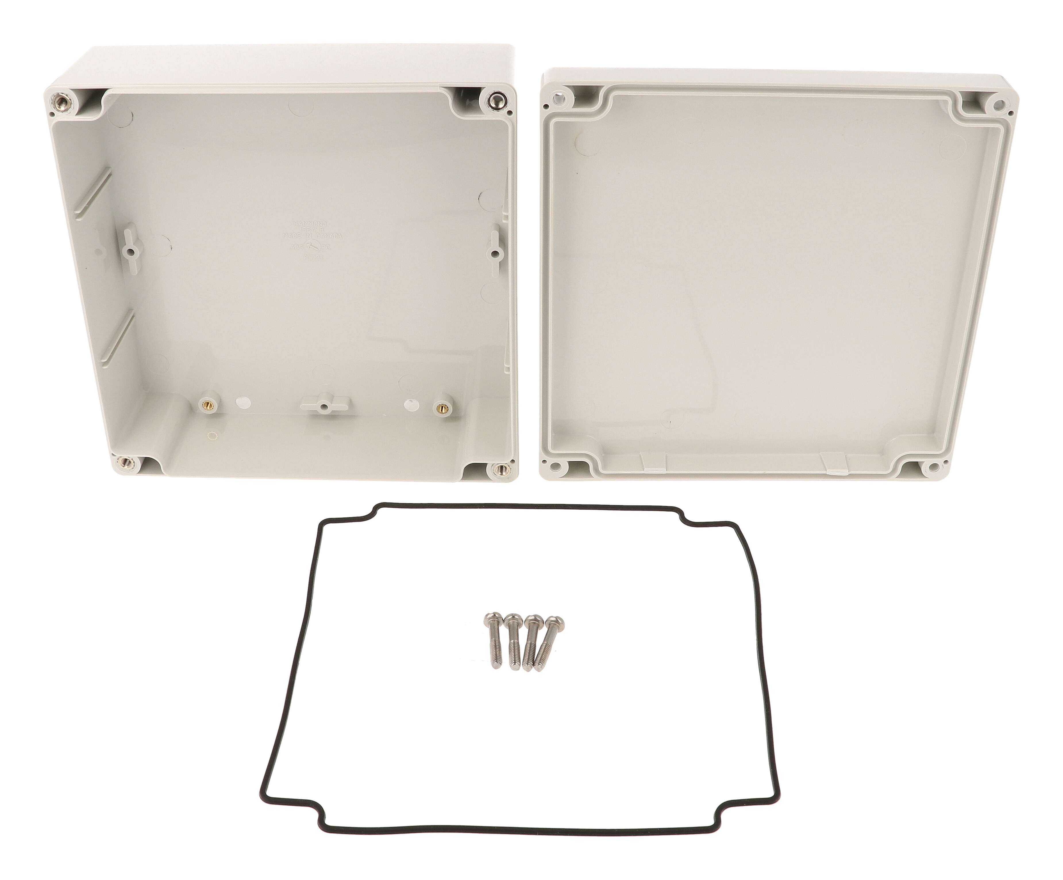 1554RGY light gray ABS watertight enclosure, 160 x 160 x 61 mm, with gray lid