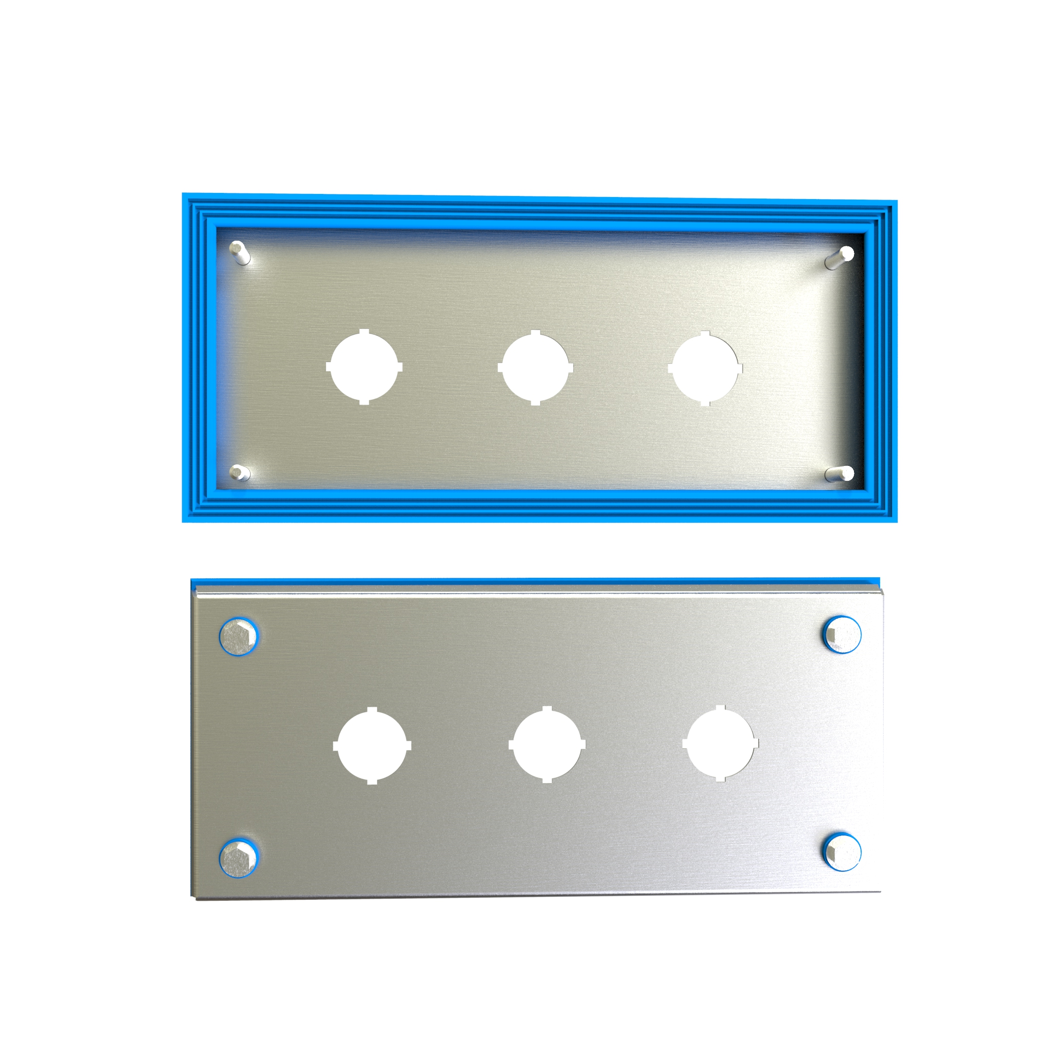 HYMPB3SS hygienic stainless steel three-hole 22mm pushbutton enclosure with 3 degree sloped sides