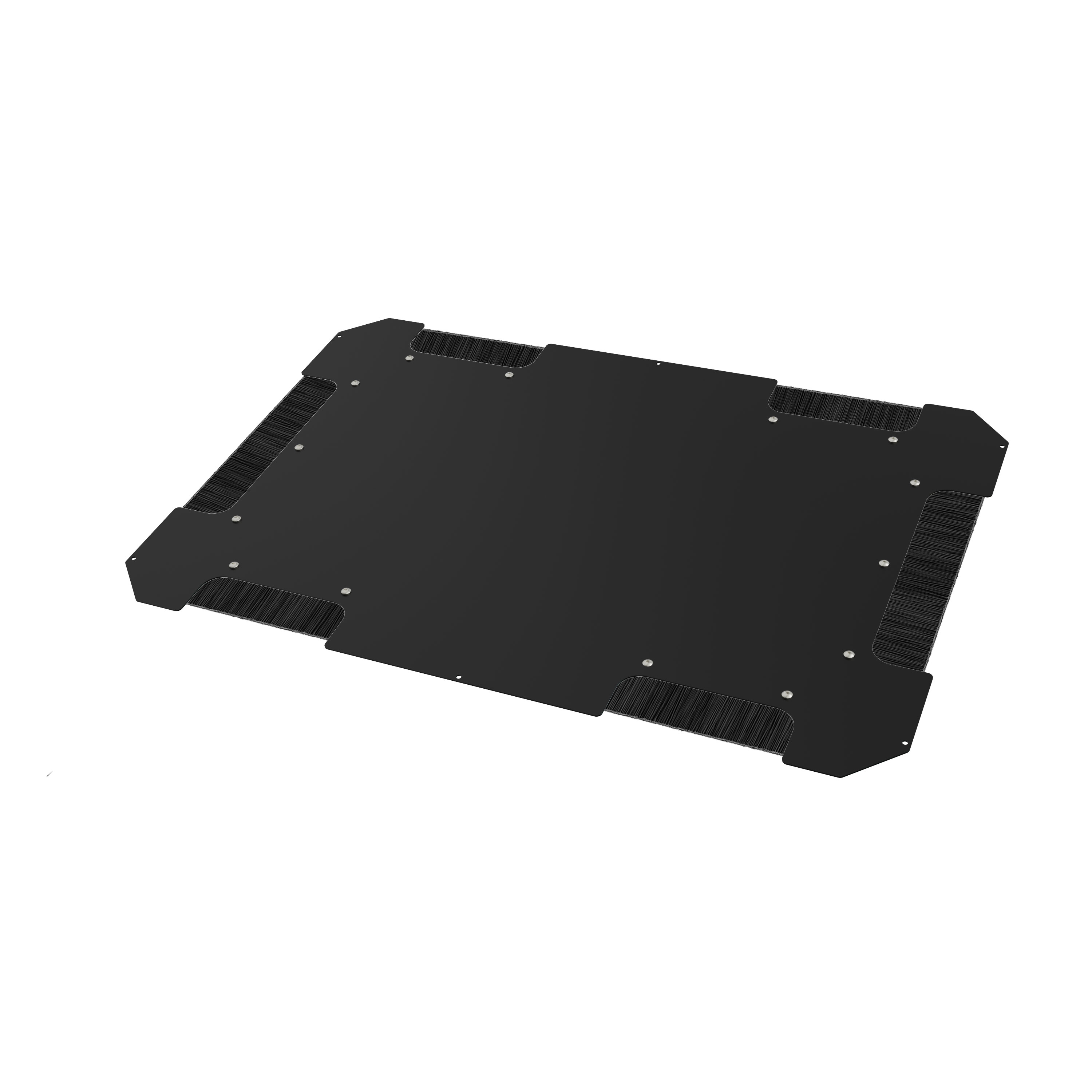 Hammond C4B2436SBK1 solid black 14 gauge steel bottom panel for 24 x 36 in C4 cabinet frames, shown with mounting holes