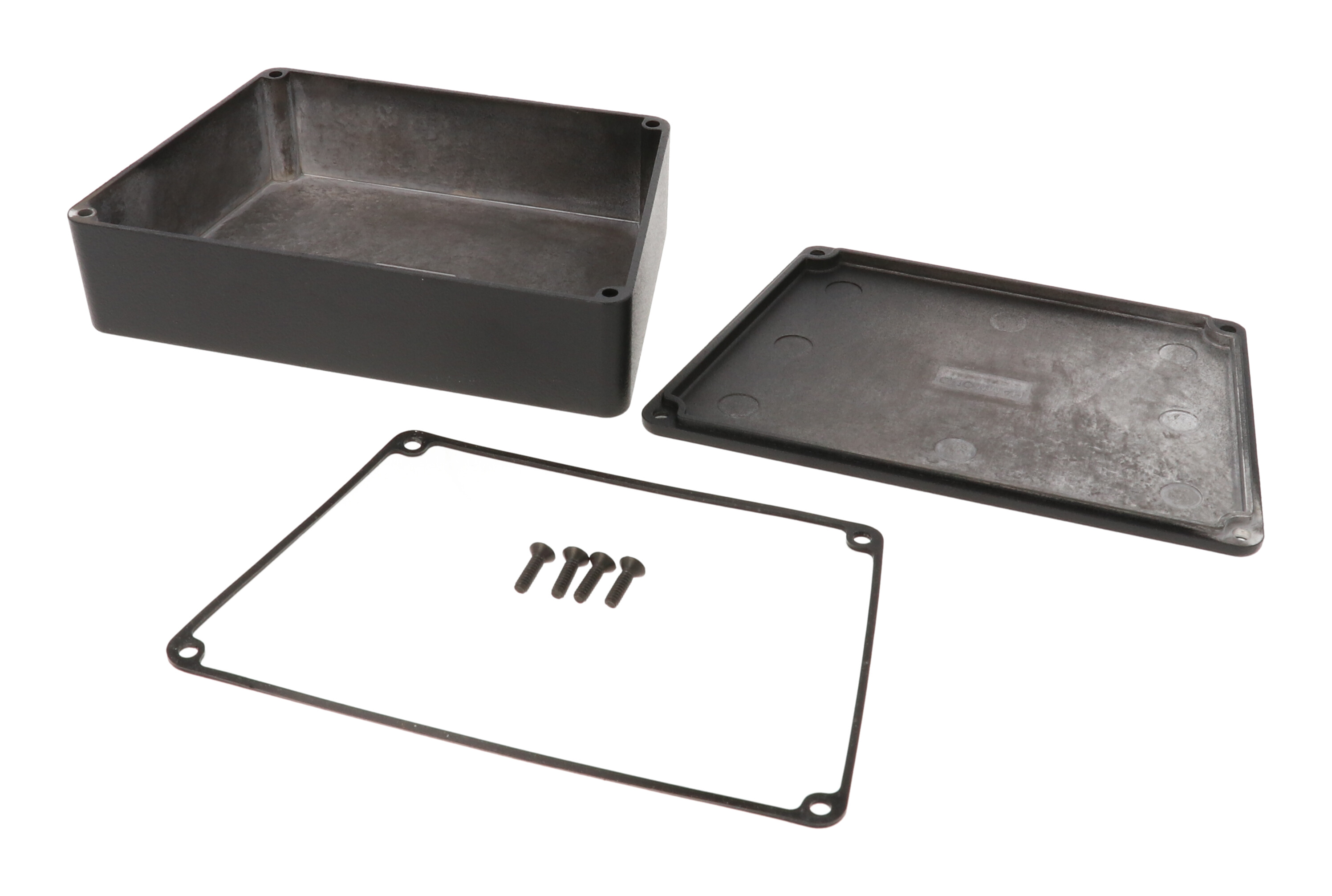 1590WTRPCBK black textured wide trapezoid watertight diecast aluminum enclosure
