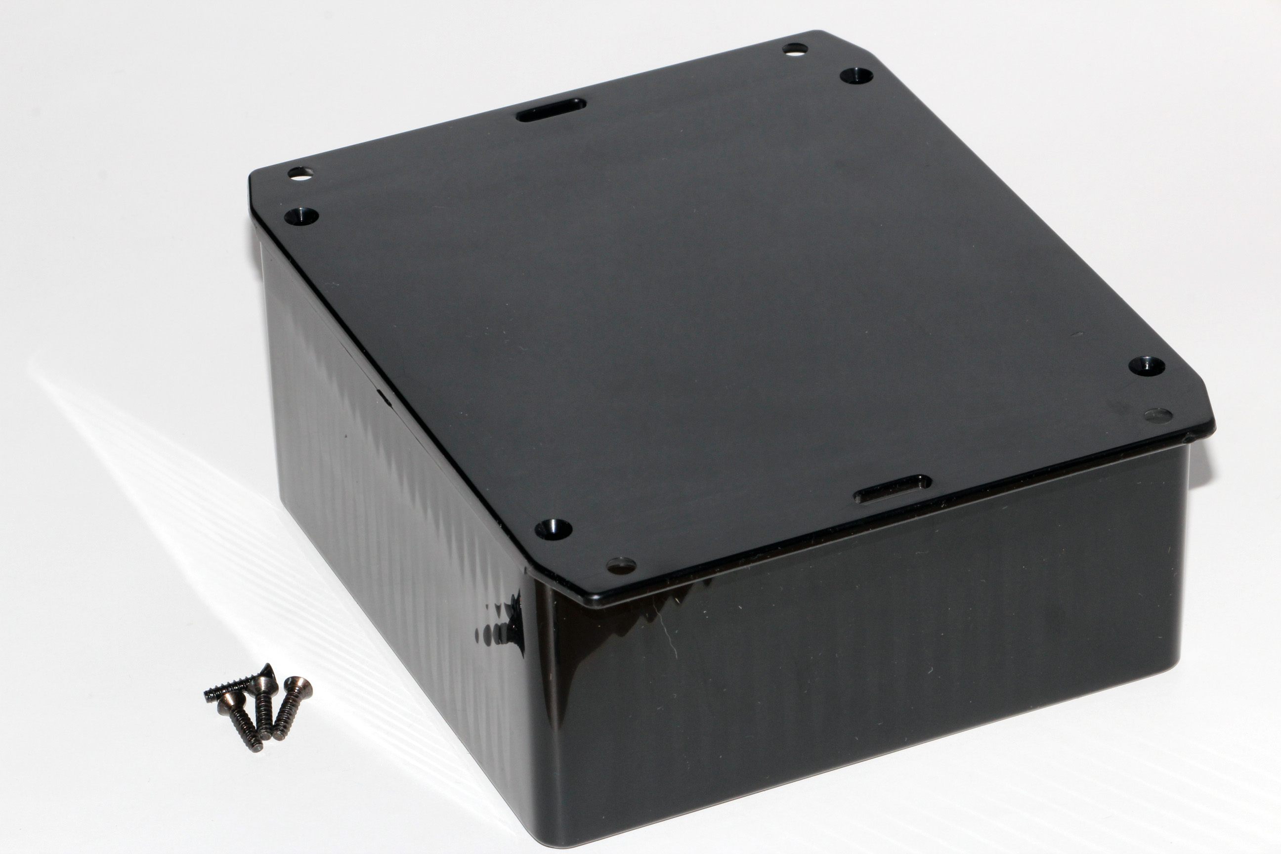 1591USFLBK black general purpose ABS enclosure with flanged wall mounting lid