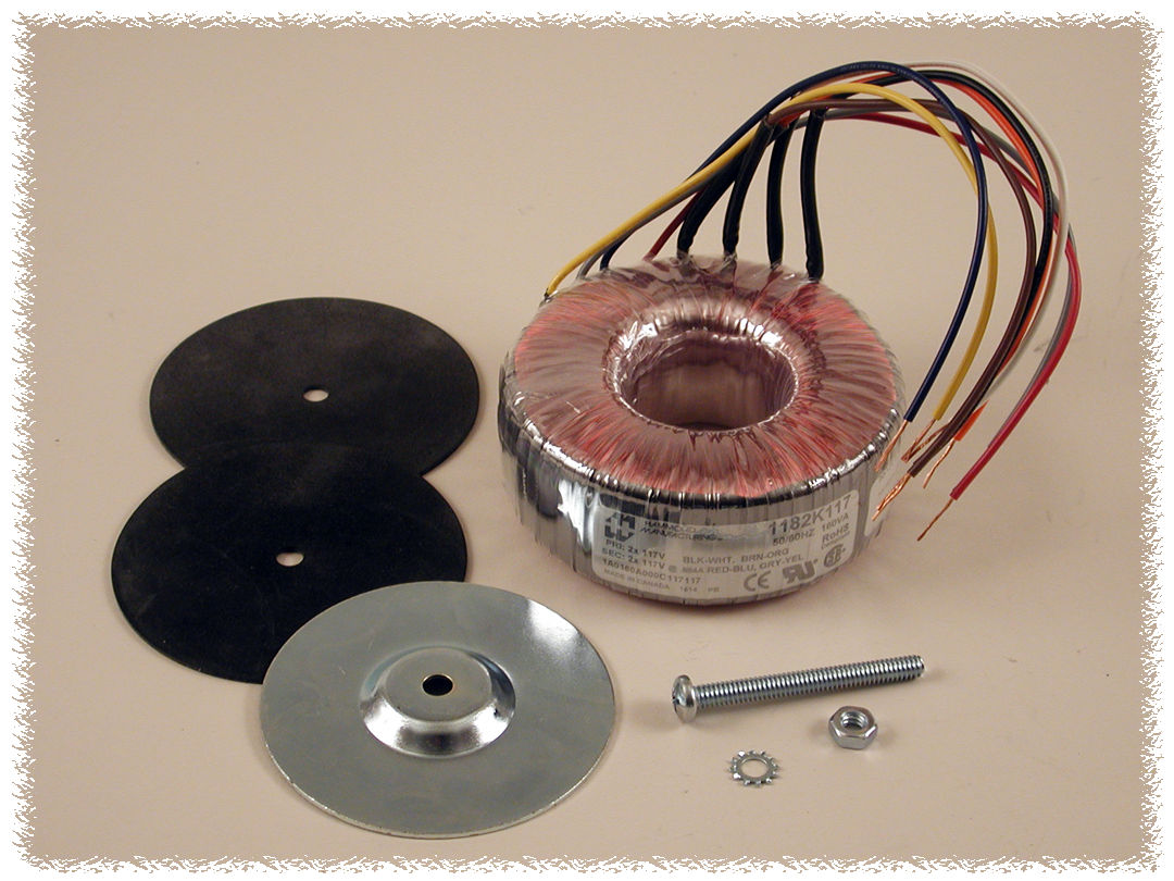 1182K117 160 VA toroid power transformer with dual 117 V secondaries and flexible colour-coded leads — view 10