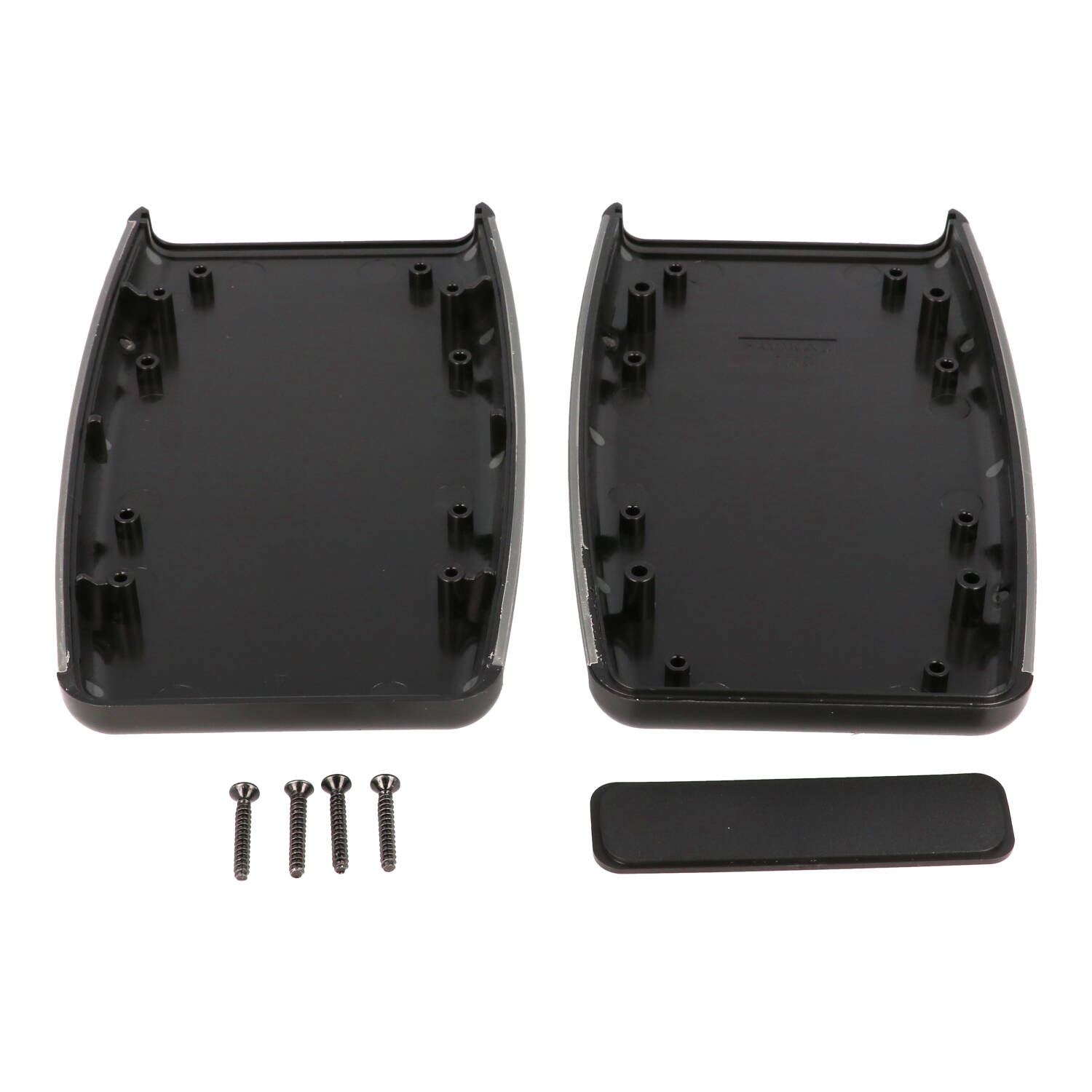 1553DBK black ABS large handheld enclosure with grey soft-sided overmold