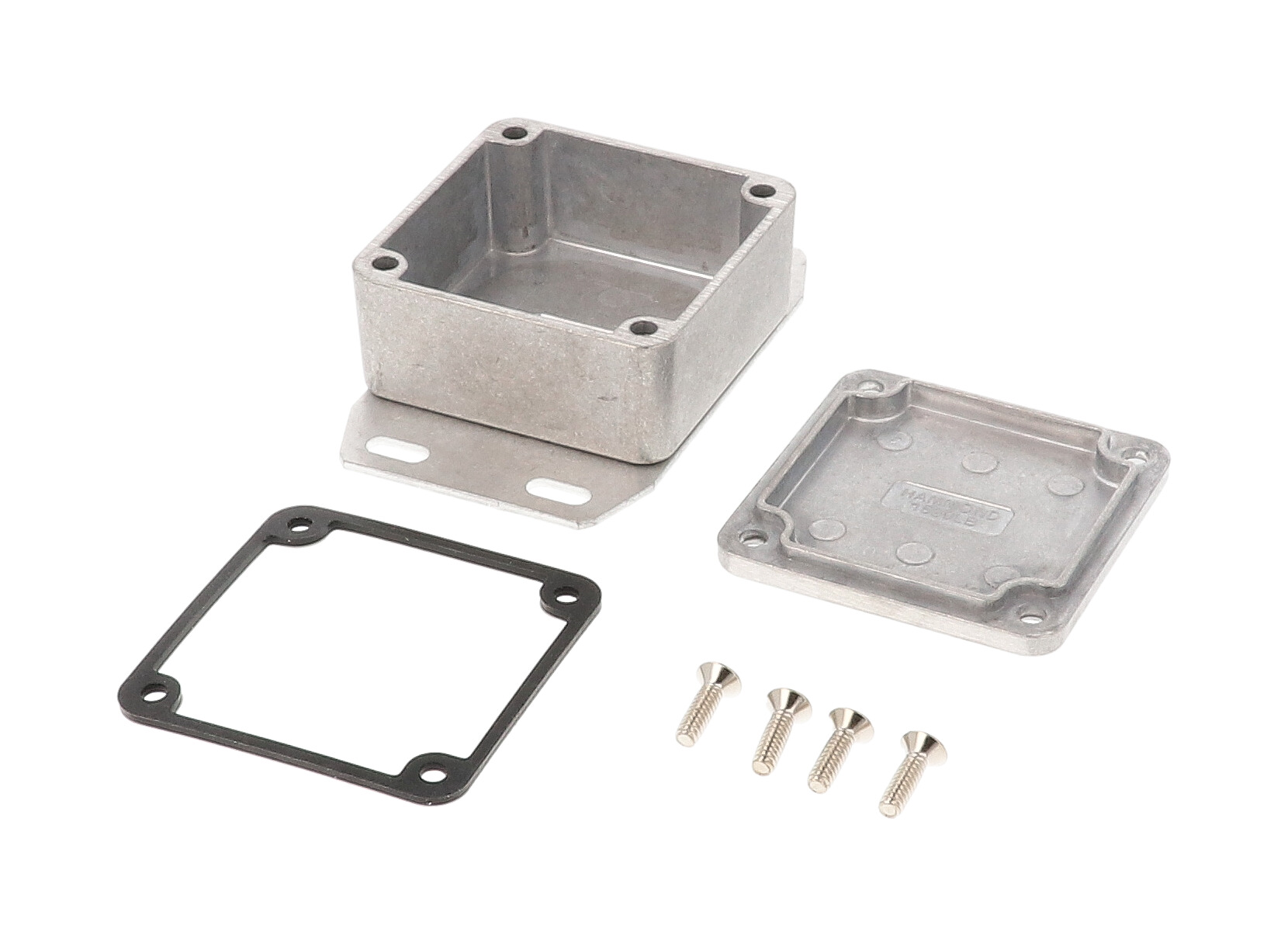 1590WLLBF low-profile watertight diecast enclosure with flanged bottom plate