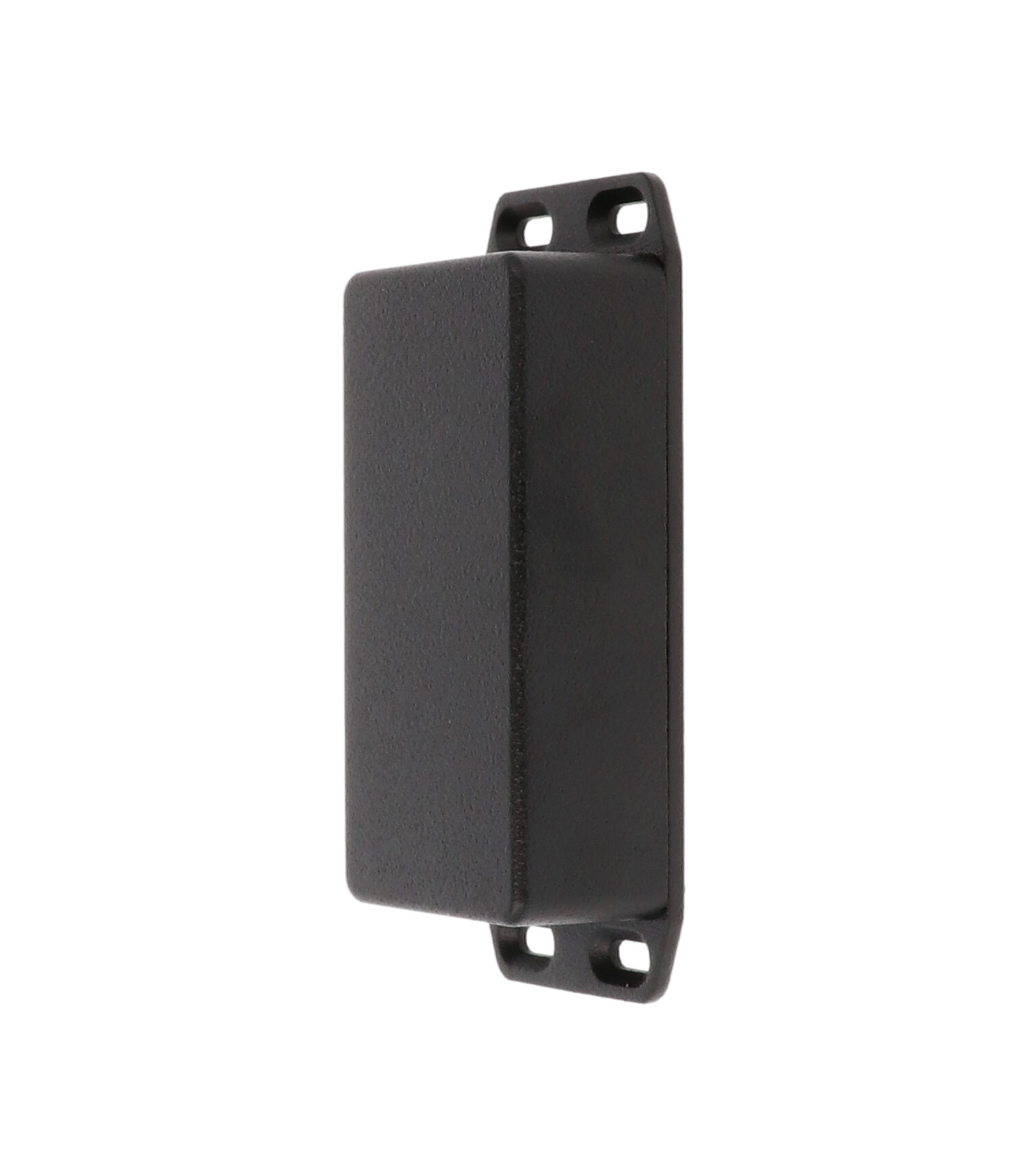 1590GFLBK black diecast aluminum enclosure with flanged lid for wall mounting, 100 x 50 x 25 mm