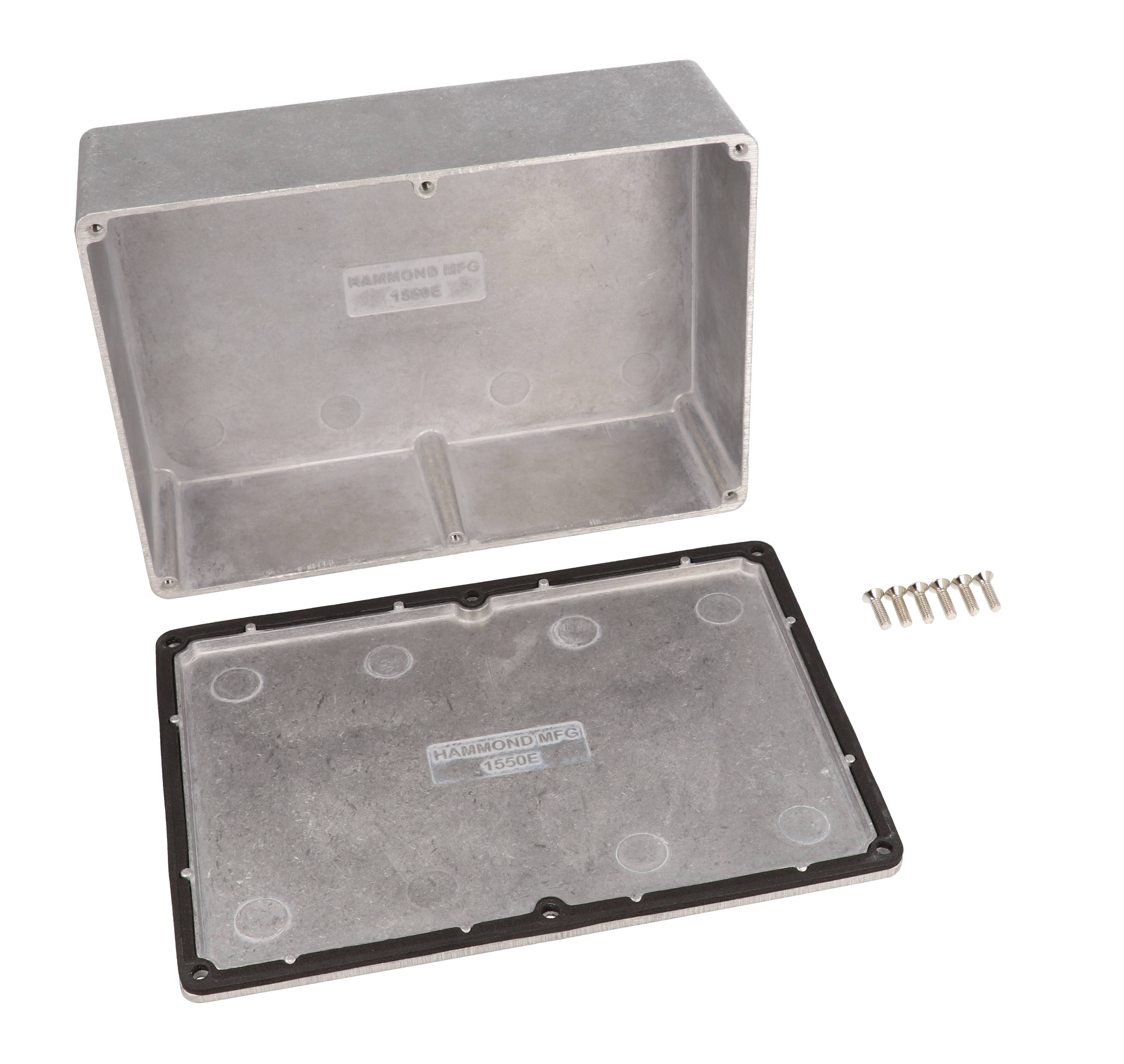 1550WE natural watertight diecast aluminum enclosure, 171 x 121 x 55 mm, with screw-down lid