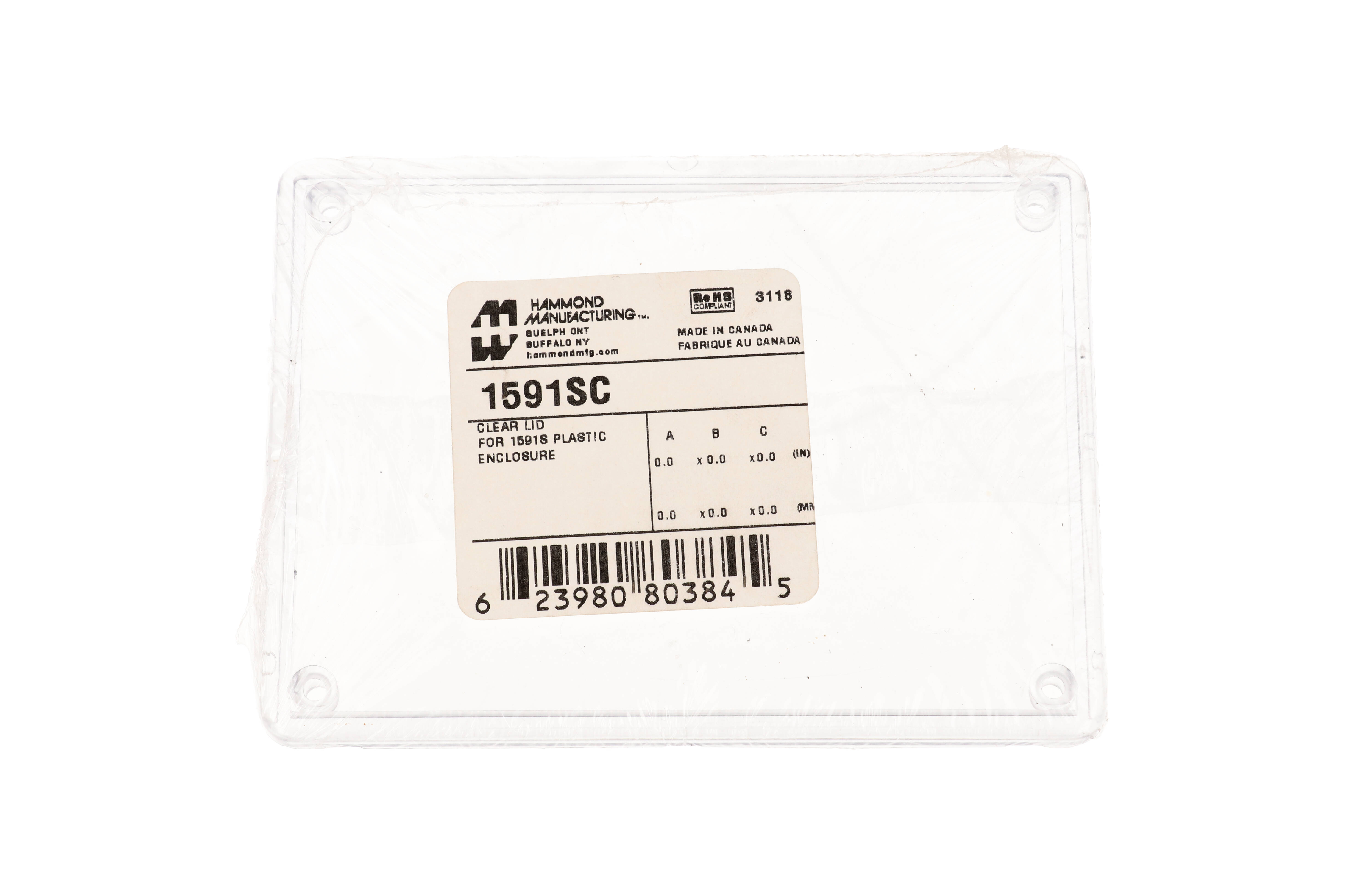 1591SC clear polycarbonate lid for 1591S enclosures