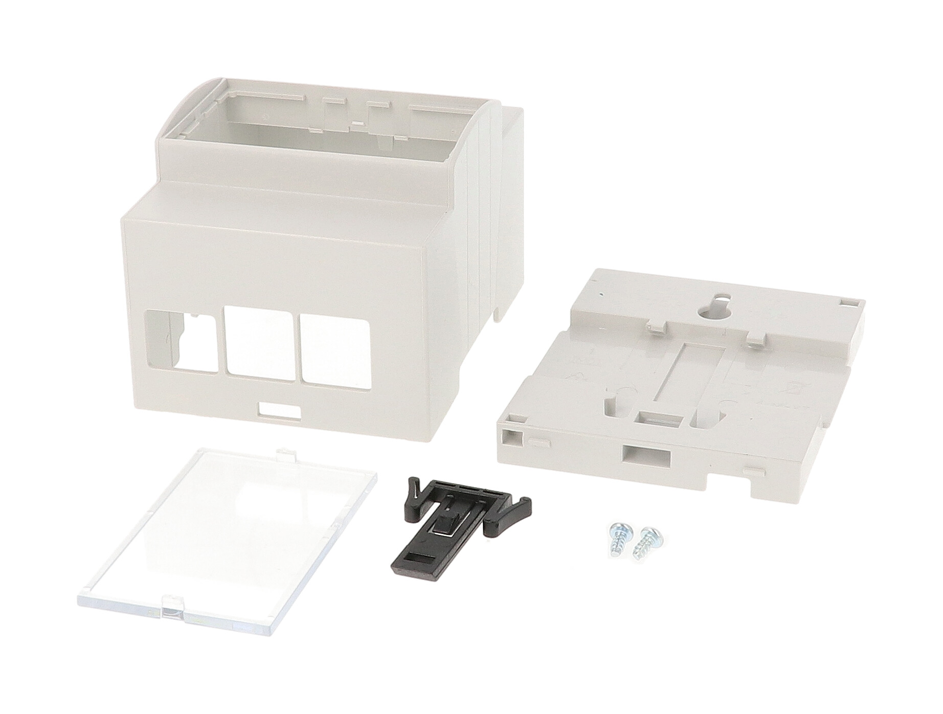 1597KIT4MPI light grey DIN4 rail enclosure kit with clear cover plate for the Raspberry Pi B+