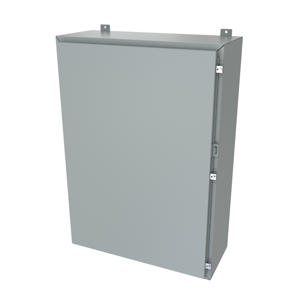 Hammond 1418O12LP 42 x 30 x 12 in gray Type 4/12 steel wallmount enclosure with continuous hinge door and clamps