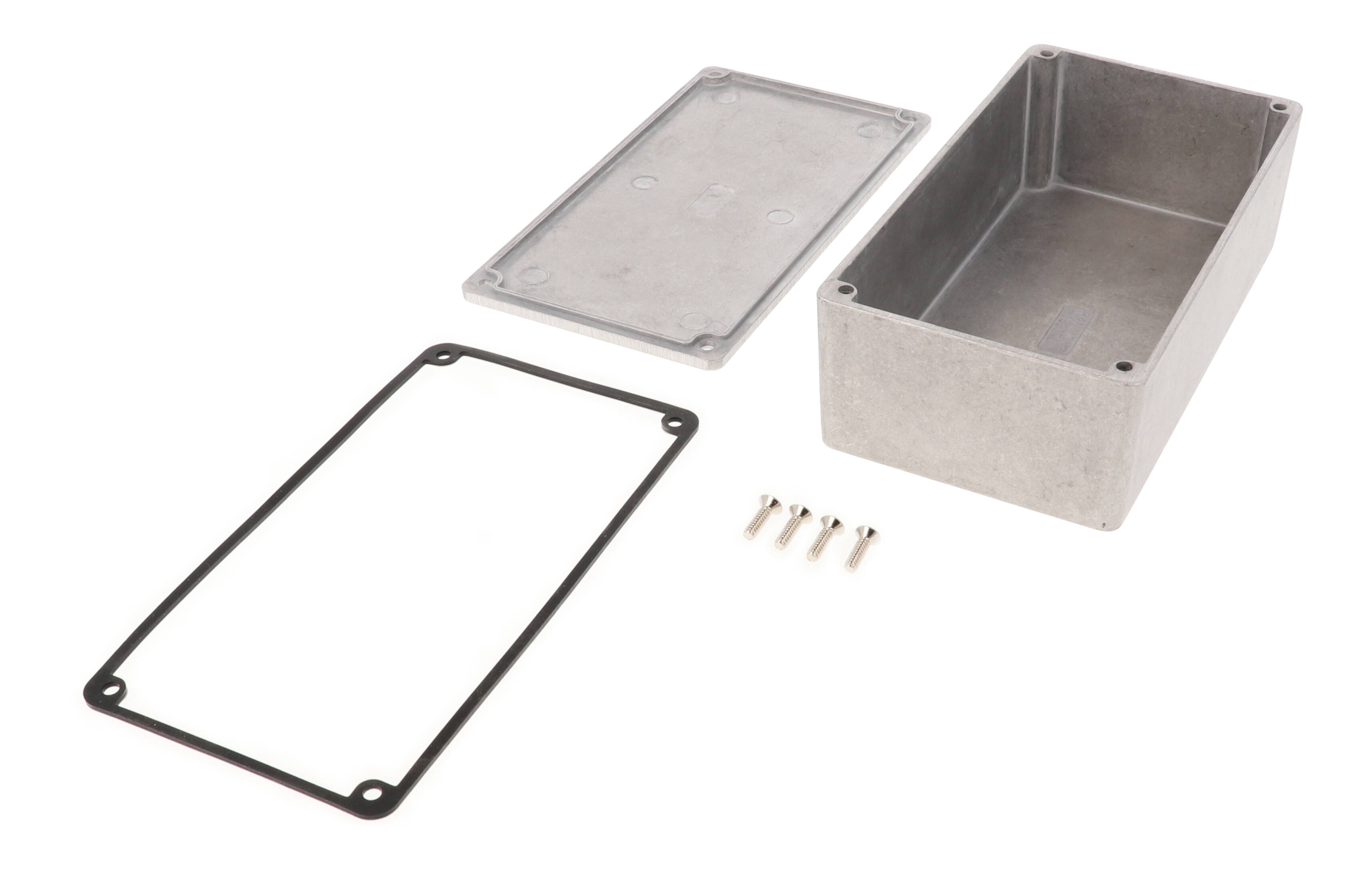 1590WP1 natural aluminum watertight diecast enclosure, 153 mm x 83 mm x 50 mm, no mounting flanges