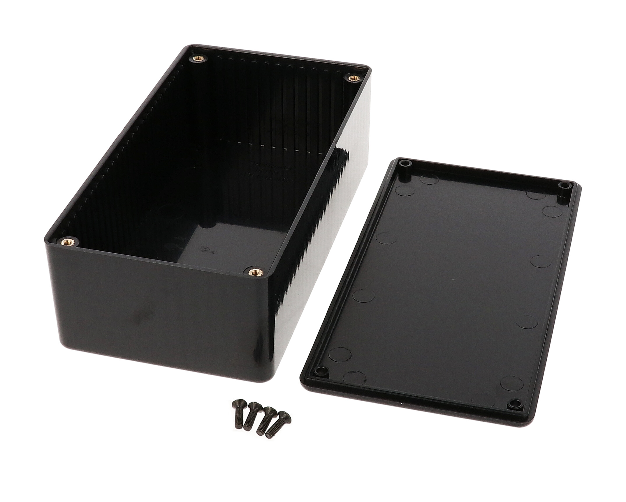 1591DBK black flame retardant ABS enclosure with lid, 150 x 80 x 50 mm