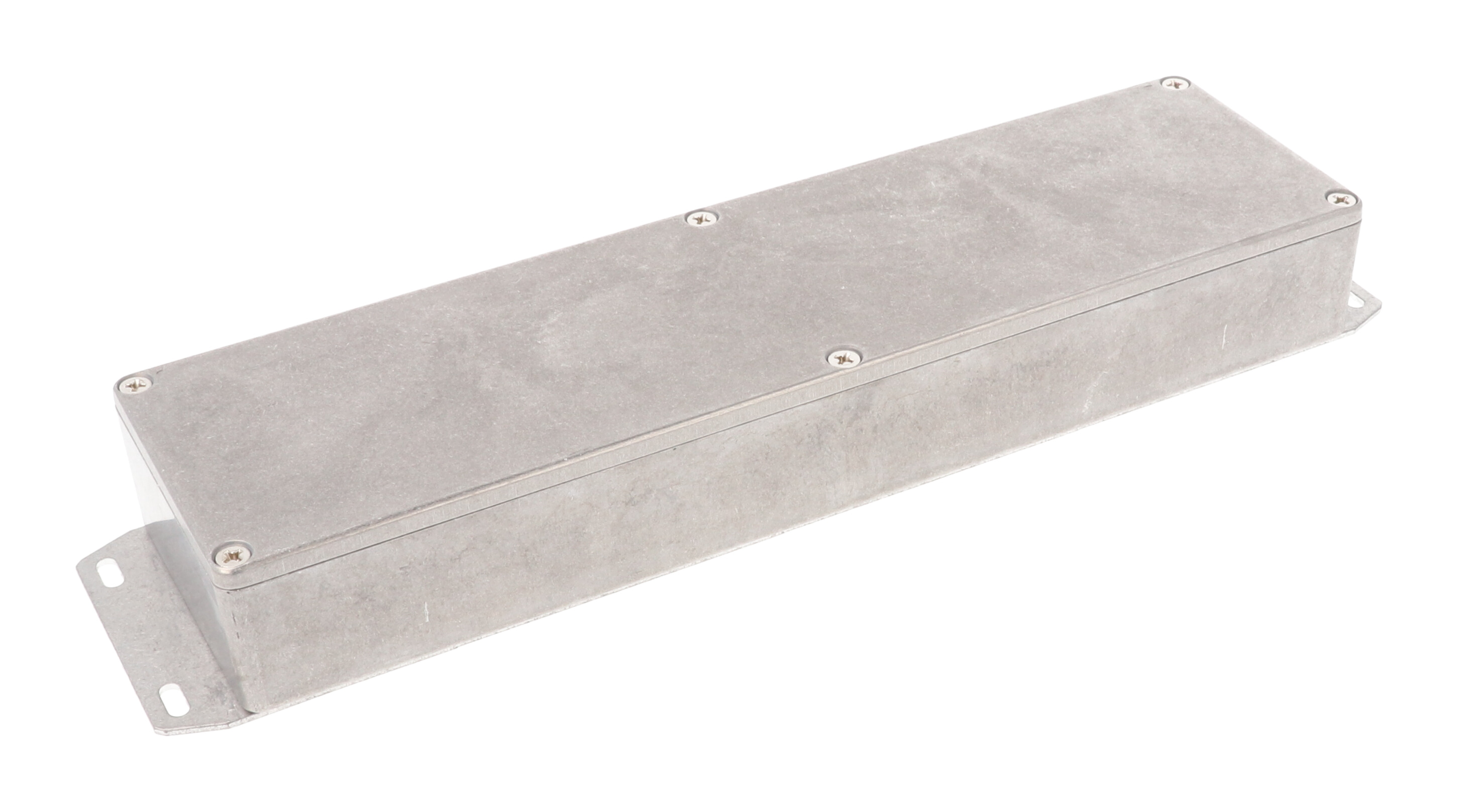 1590BX2F long slim natural diecast aluminum enclosure with flanged bottom plate