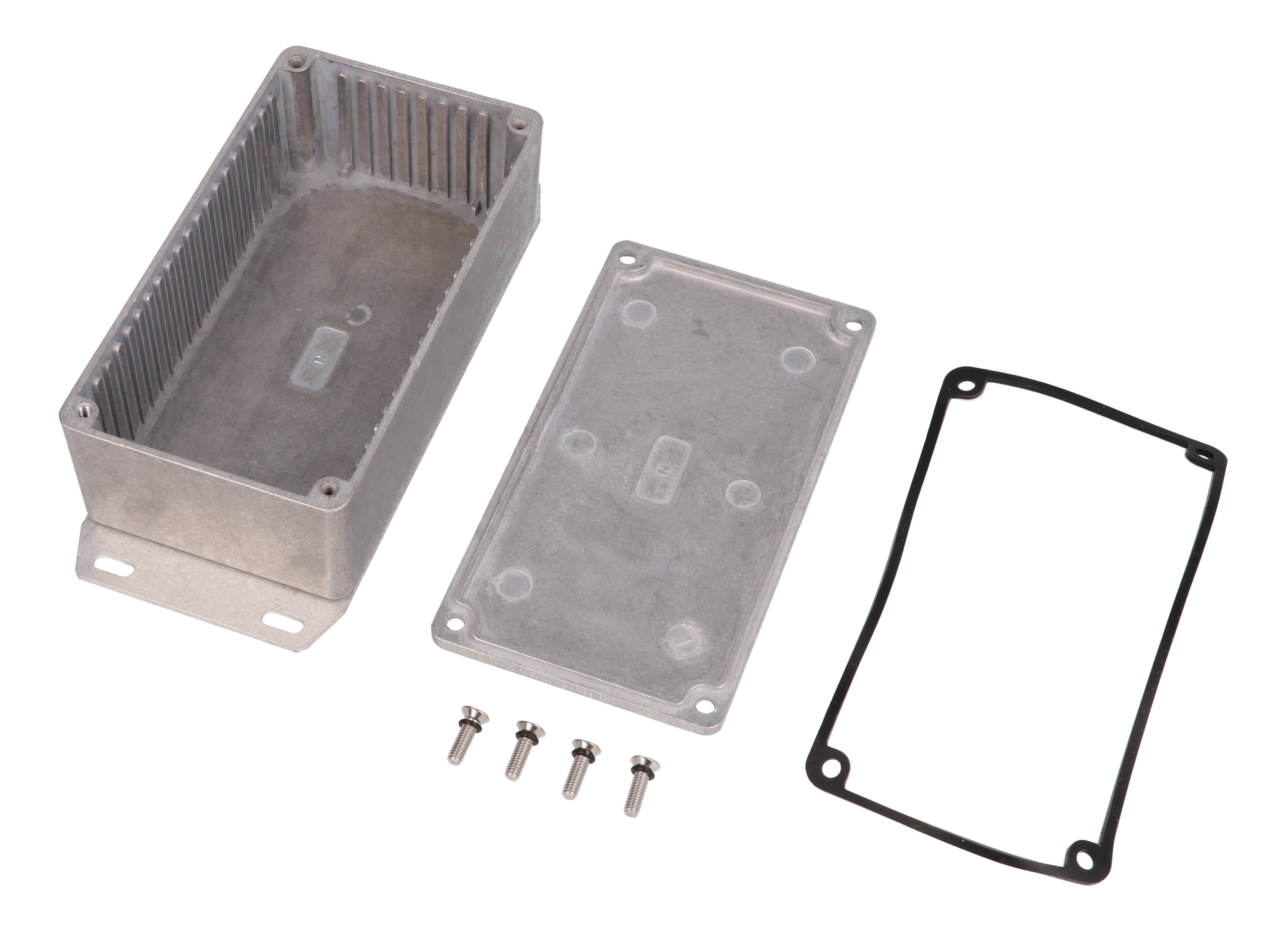 1590WNF natural water-tight diecast aluminum enclosure with welded mounting flange