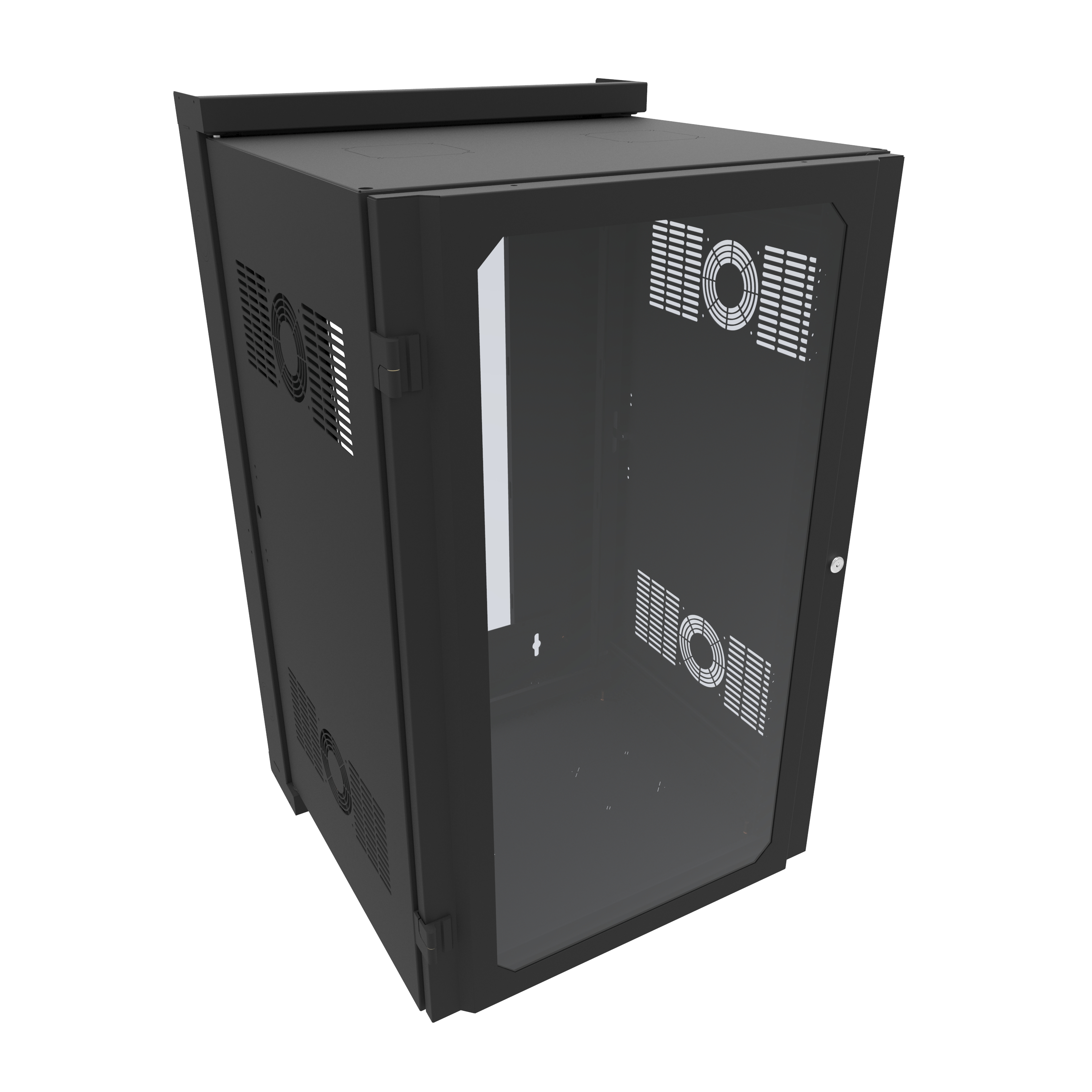 Hammond HWM2420U20WDBK 20U black swing-out wall-mount rack cabinet with window front door
