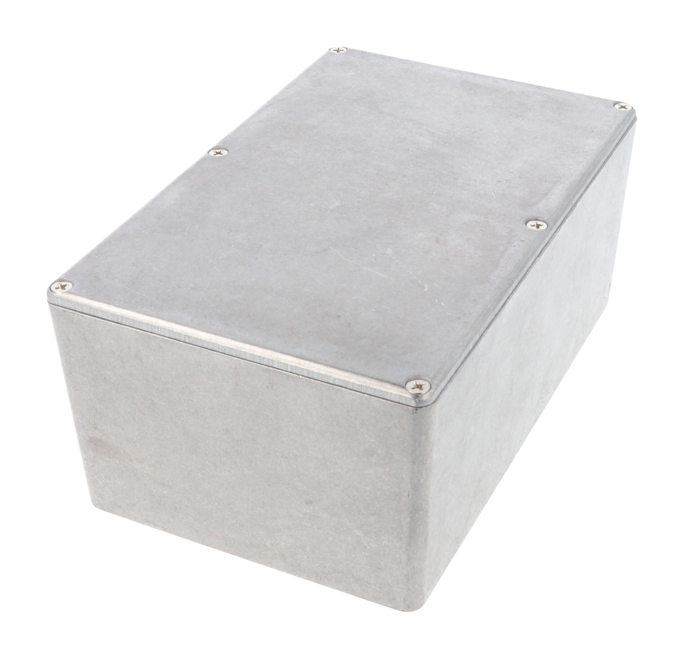 1590E natural diecast aluminum enclosure, 188 x 120 x 82 mm, with lid and six cover screws