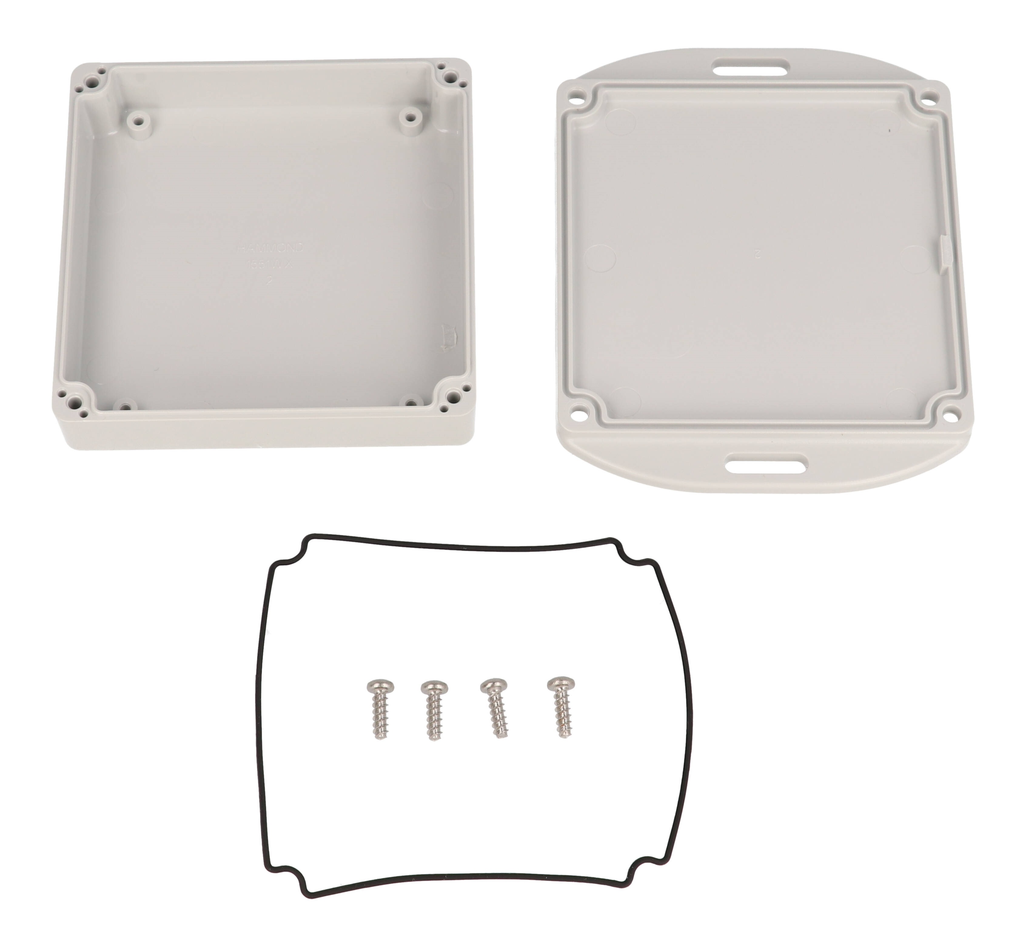 1551WXFLGY light gray 80 x 80 x 22 mm flanged watertight polycarbonate enclosure