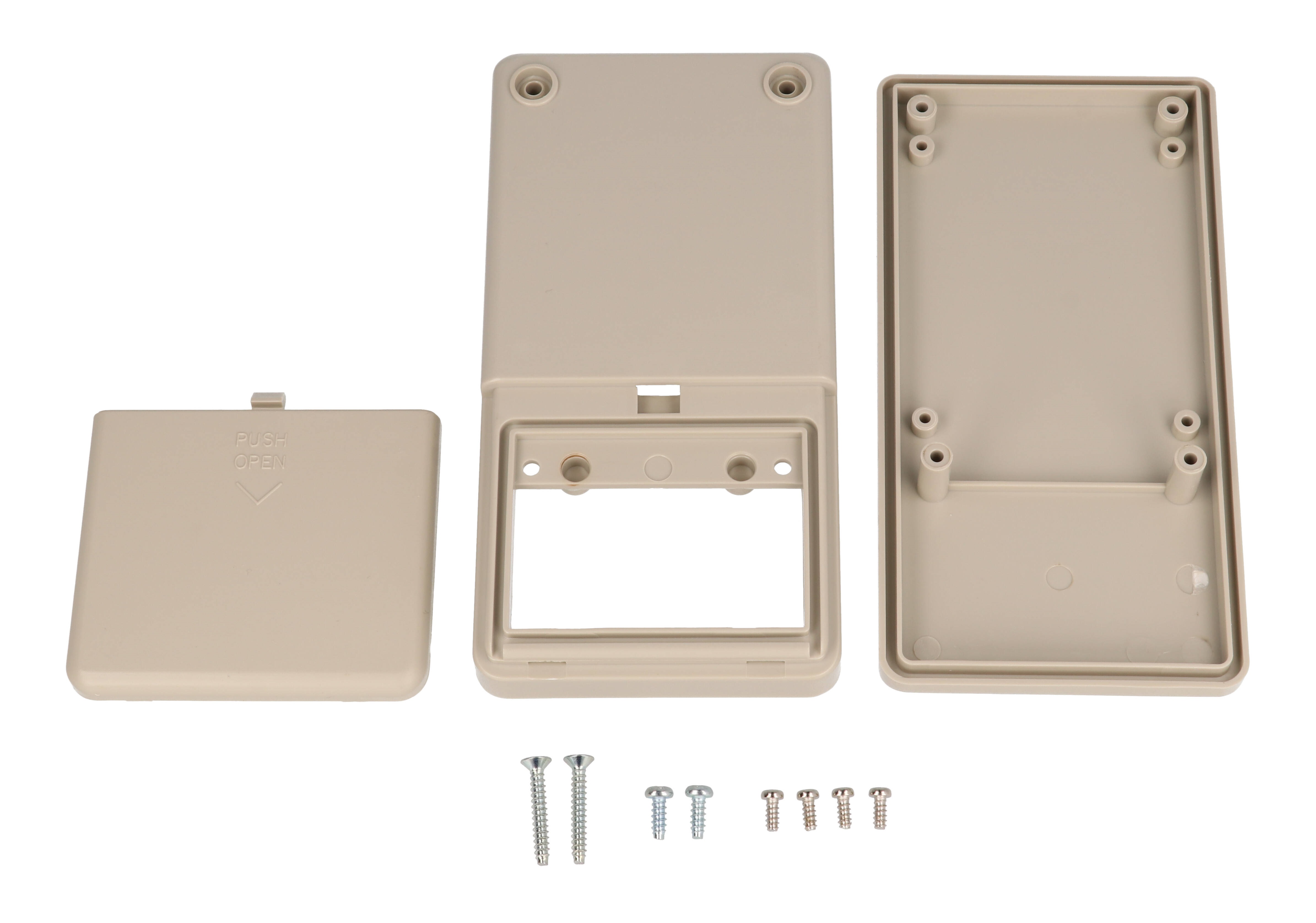 RH3015 light grey ABS hand-held enclosure with battery door, 130 x 68 x 25 mm
