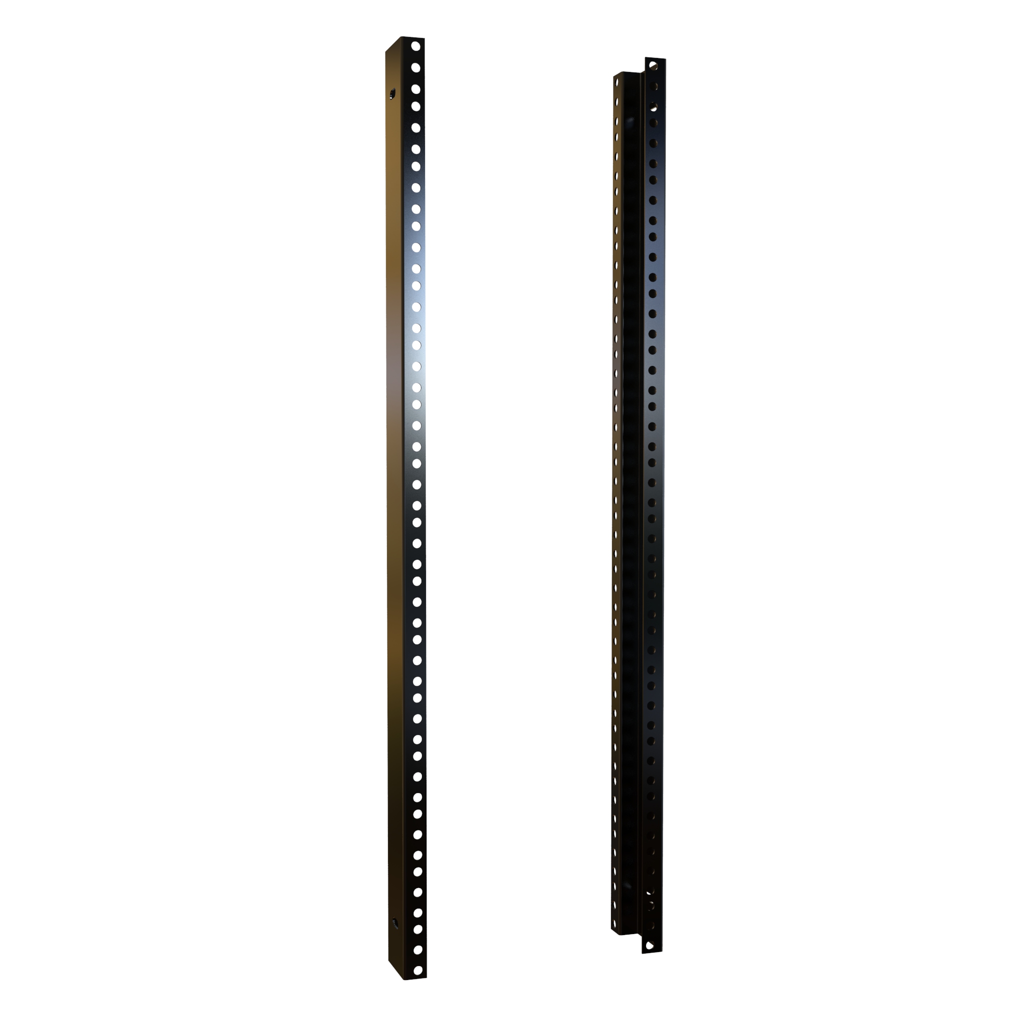 Hammond RCHR1908 pair of 5U round-hole formed rack mount rails in textured black powder coat for RCH cabinets