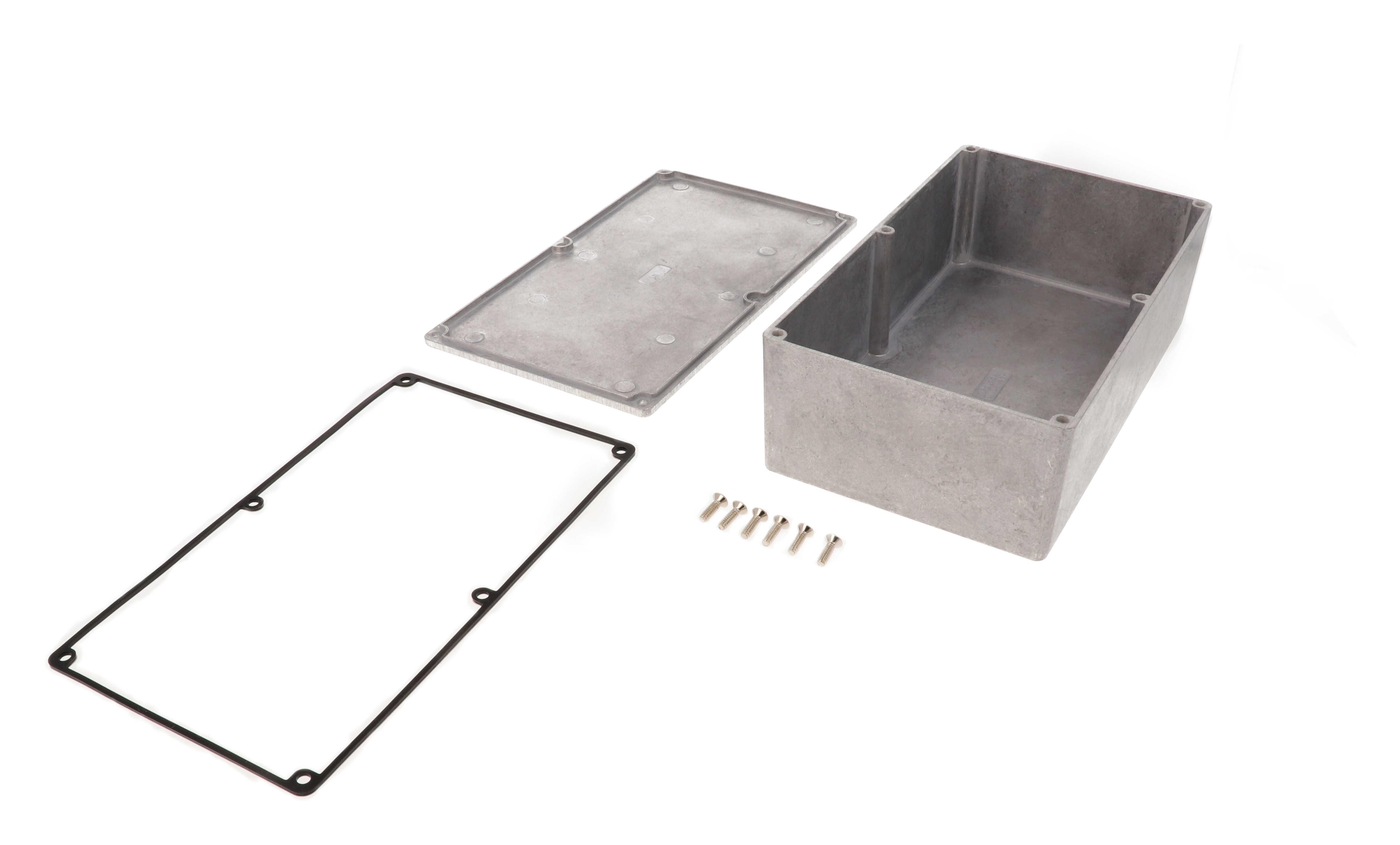 1590WR1 natural aluminum IP65 water-tight diecast aluminum enclosure with no mounting flanges, 192x112x61mm
