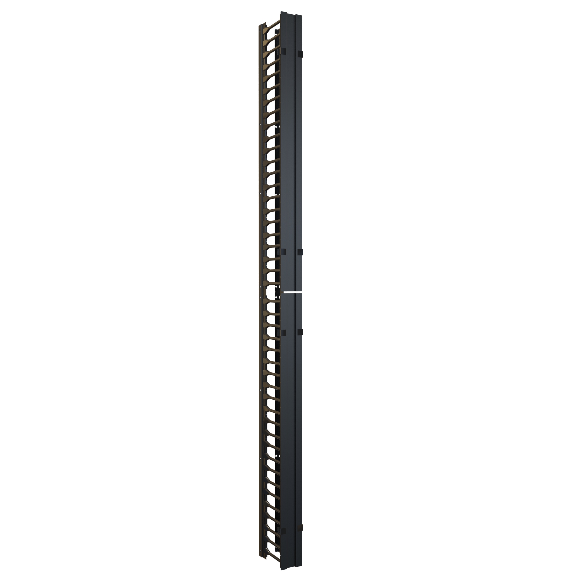 Hammond H1VFMC3142UBK 42U black steel vertical finger cable manager with removable aluminum door cover for 31.5 in wide H1 server cabinets