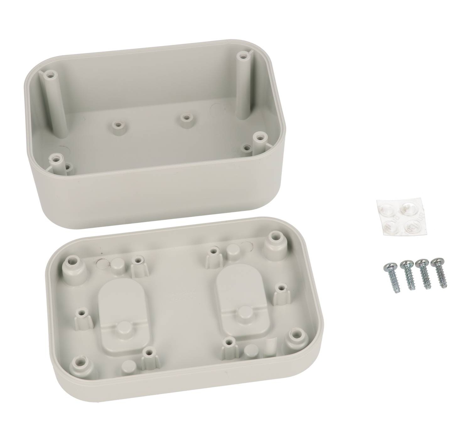 1556CAGY light gray flame-retardant ABS 120 x 80 x 60 mm desktop and wall-mount enclosure with rounded corners