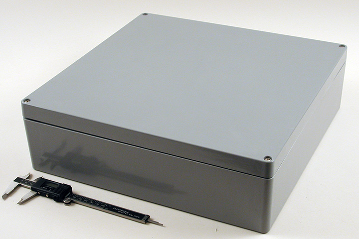 1590ZGRP253 large square gray fiberglass enclosure 405 x 400 x 120 mm with gasketed lid