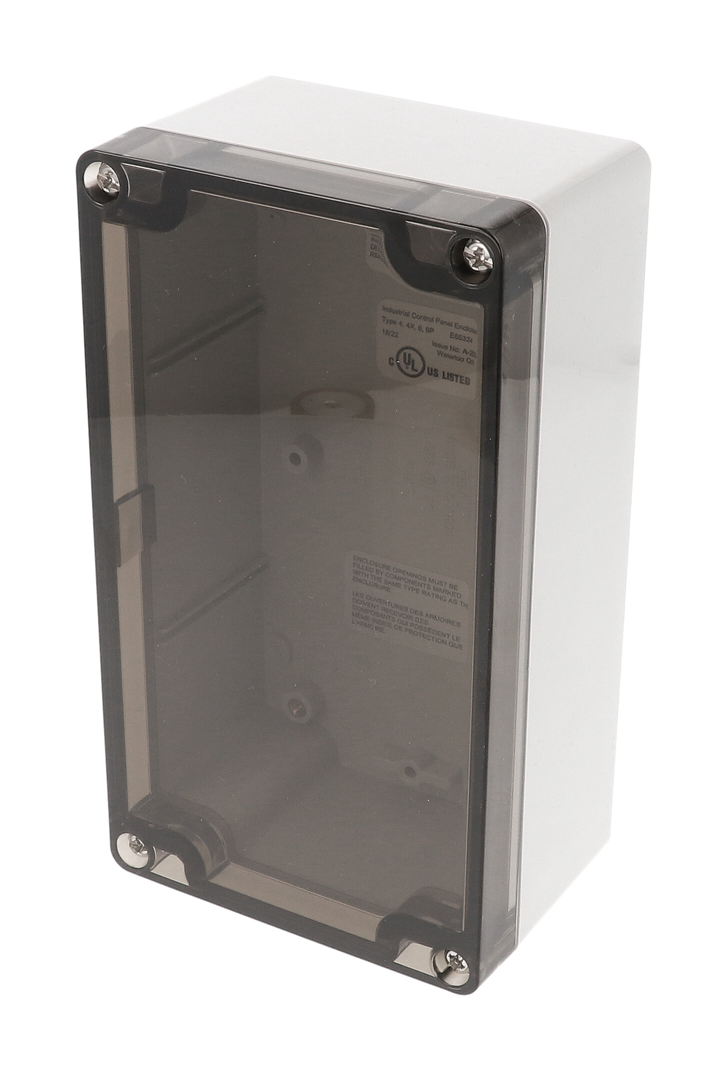 1554J2GYSL — RAL7035 grey polycarb plastic watertight enclosure, smoked lid
